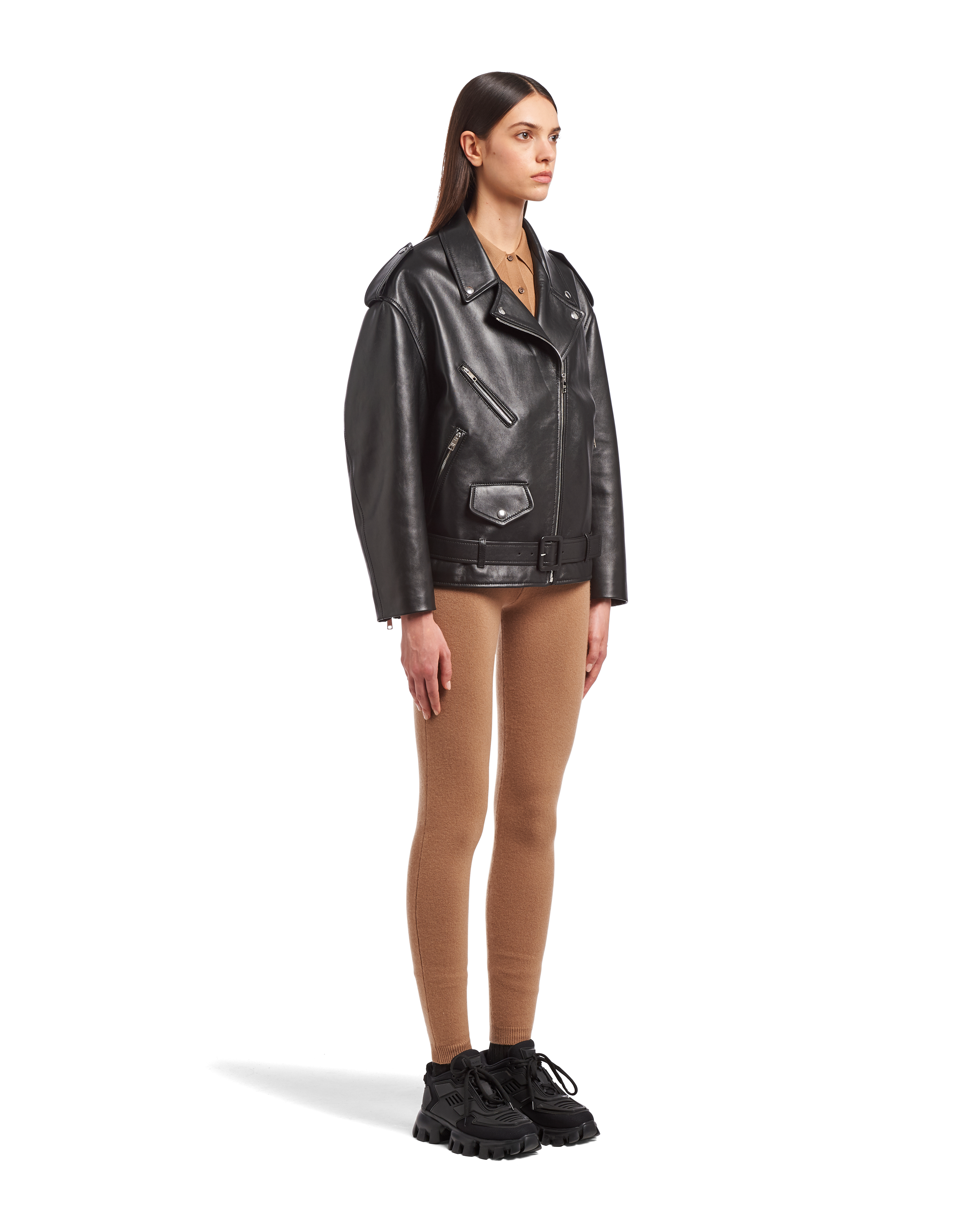 prada black leather jacket