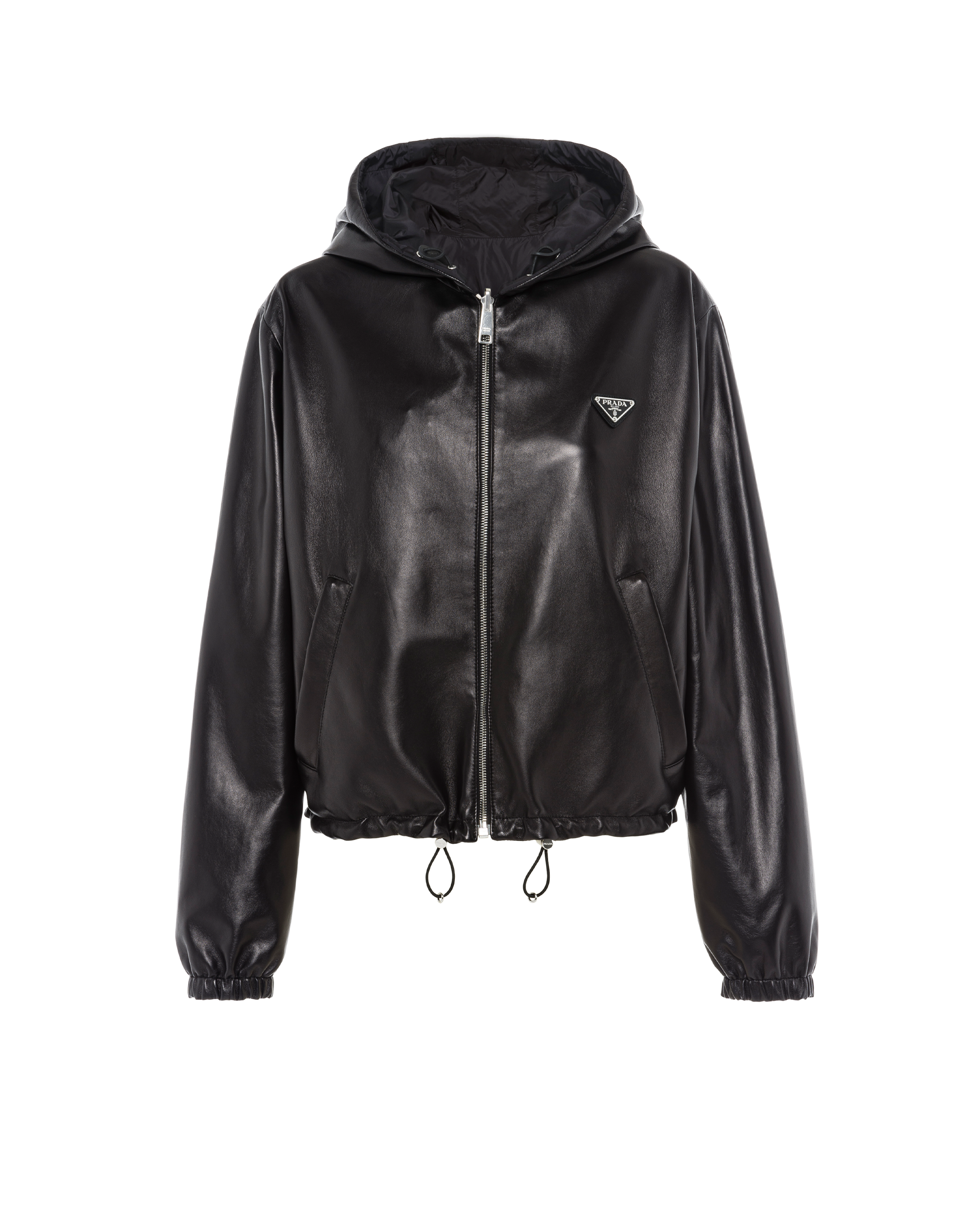 prada black leather jacket