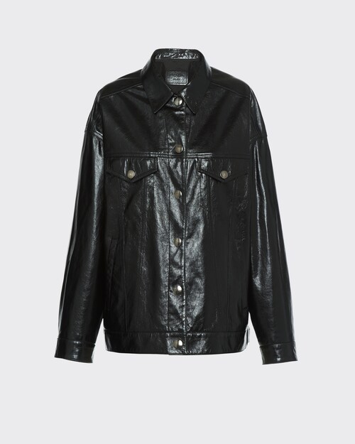 Black Oversized nappa leather jacket 