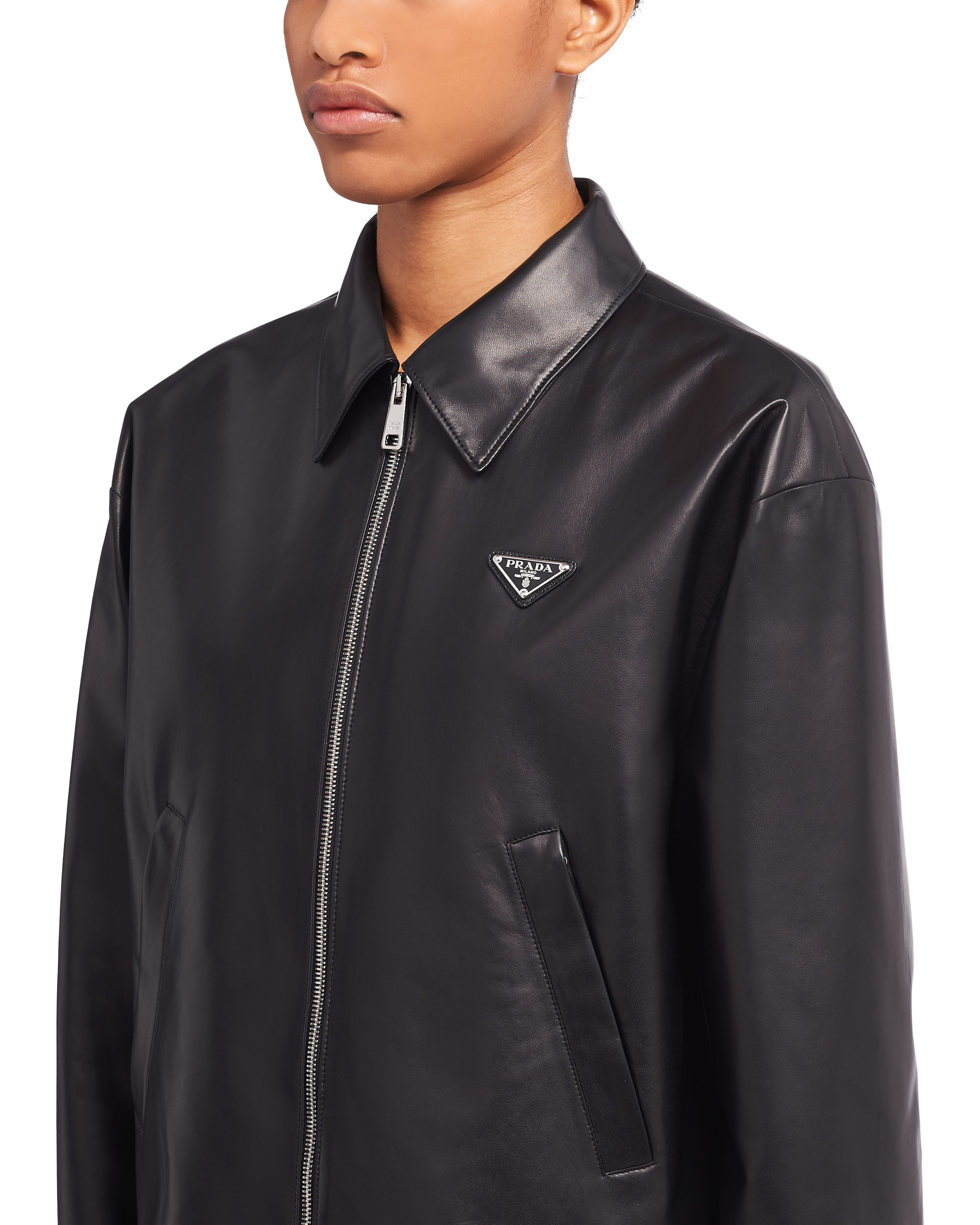 prada leather shirt