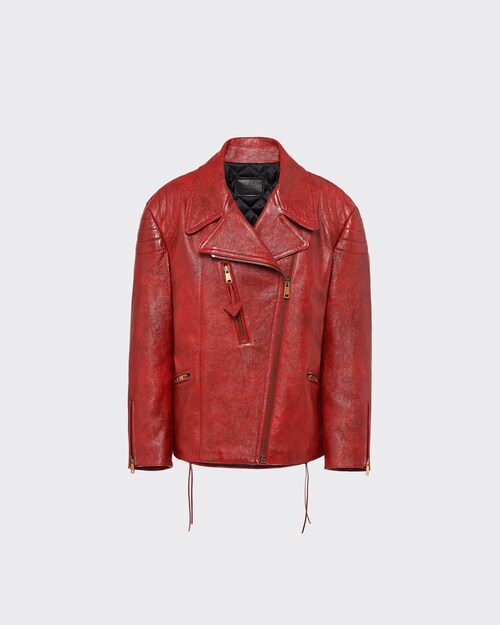 Red Leather biker jacket | Prada