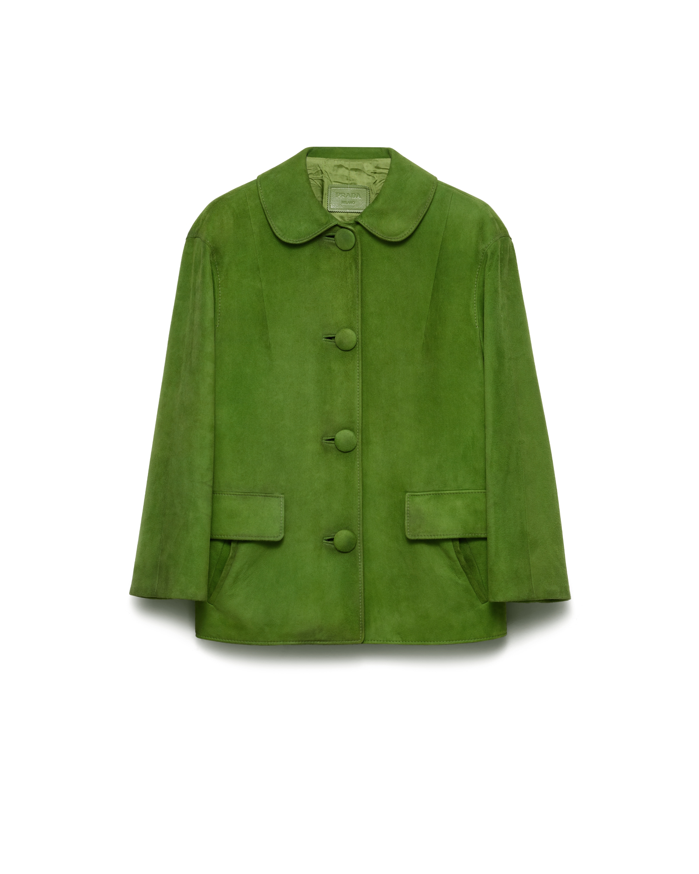 Prada Veste En Veau Velours, Femme, Vert Pomme, Taille 38
