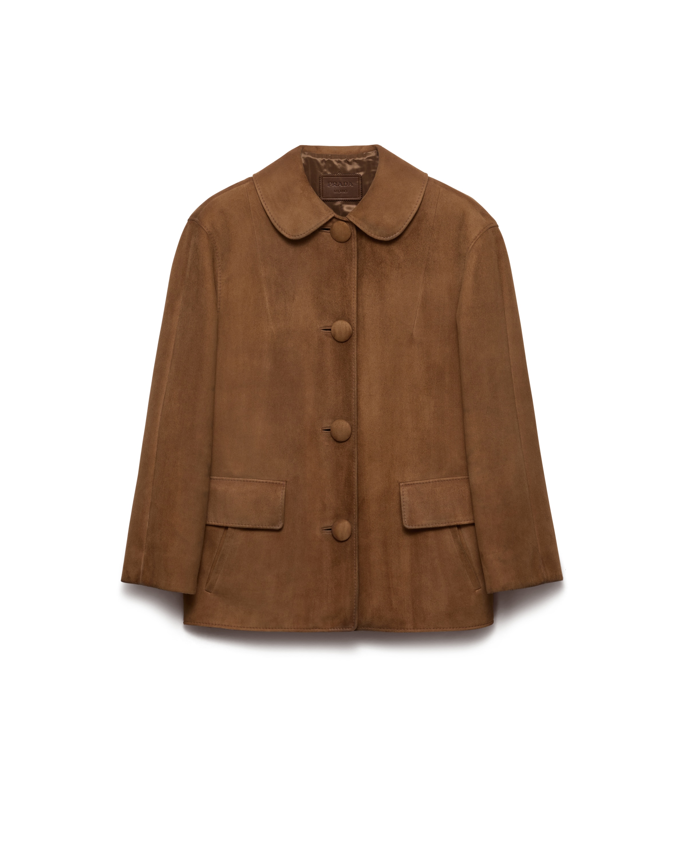 Prada Veste En Veau Velours, Femme, Marron Clair, Taille 40