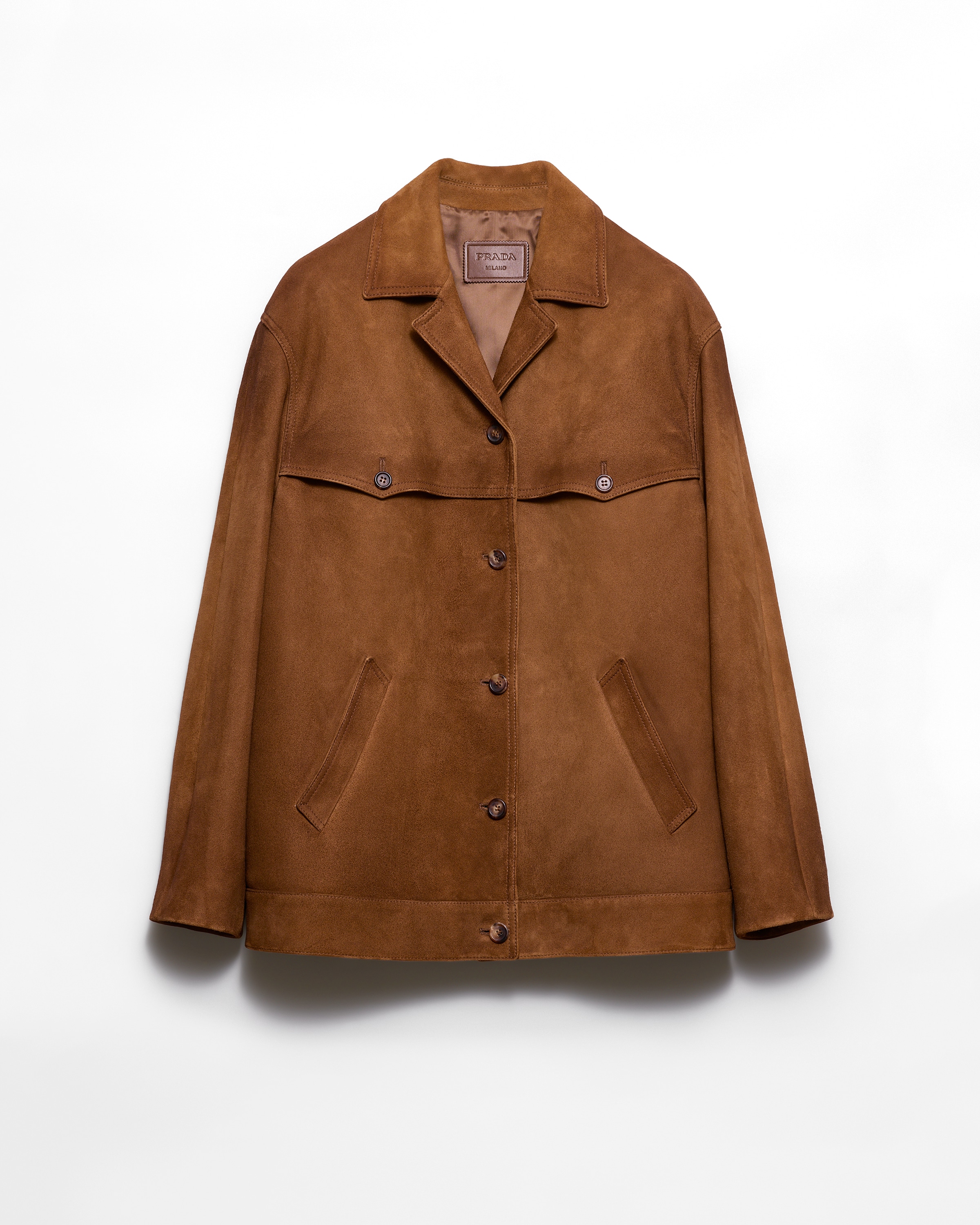 Prada Veste En Veau Velours, Femme, Tabac, Taille 44