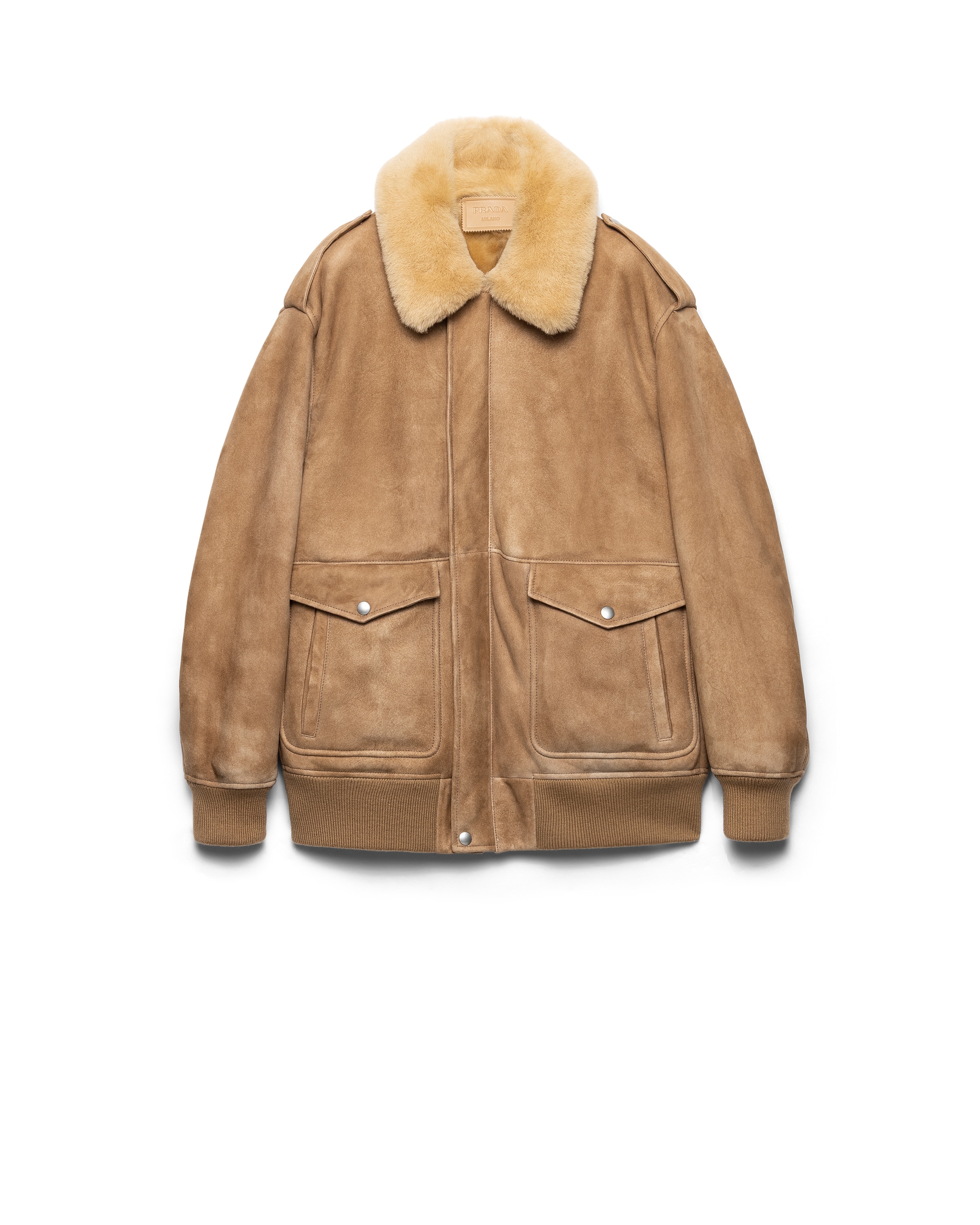 Prada Bomber En Peau De Mouton, Femme, Corde, Taille 40