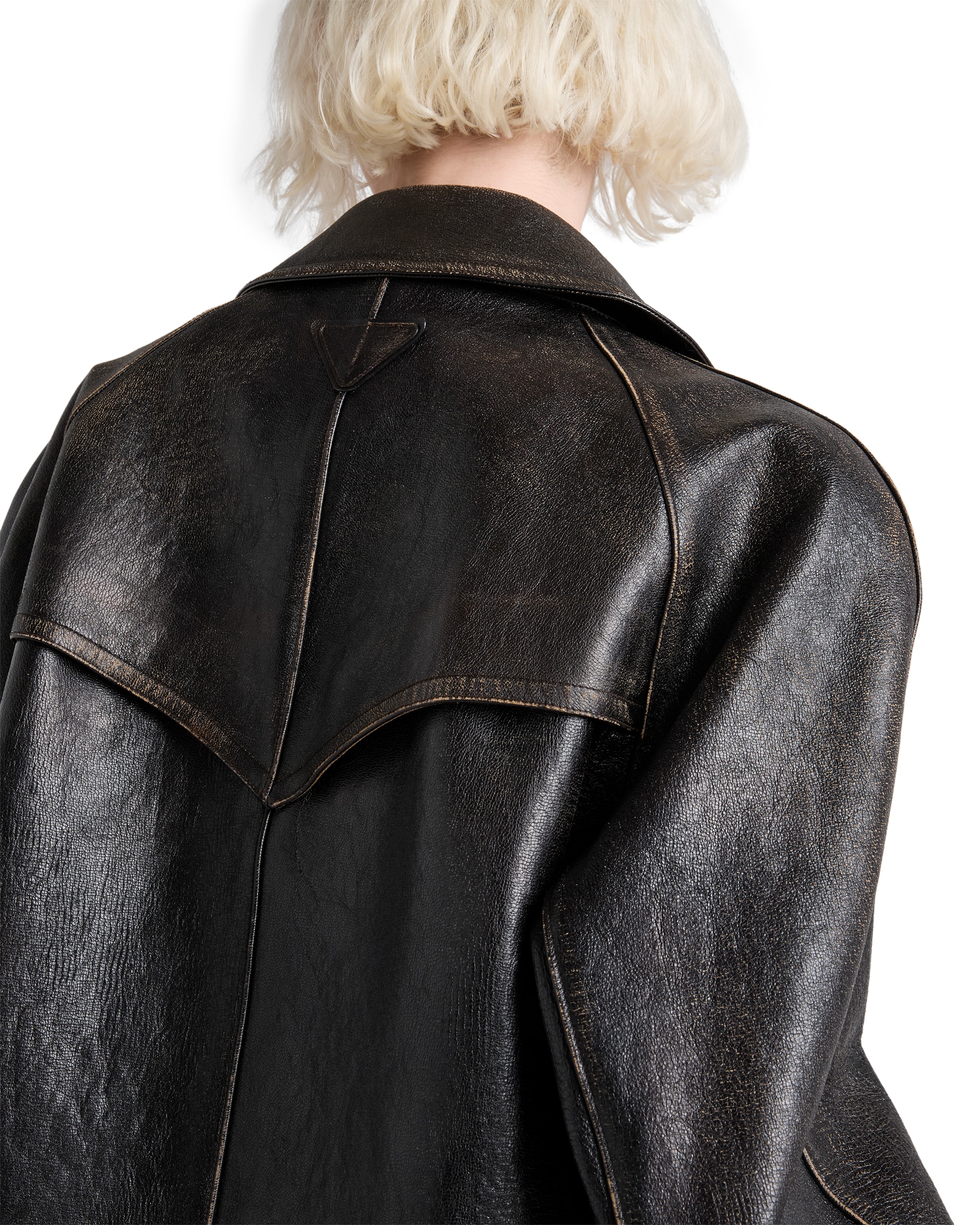 Prada Womens Black Collared Flap-pocket Leather Jacket In Black