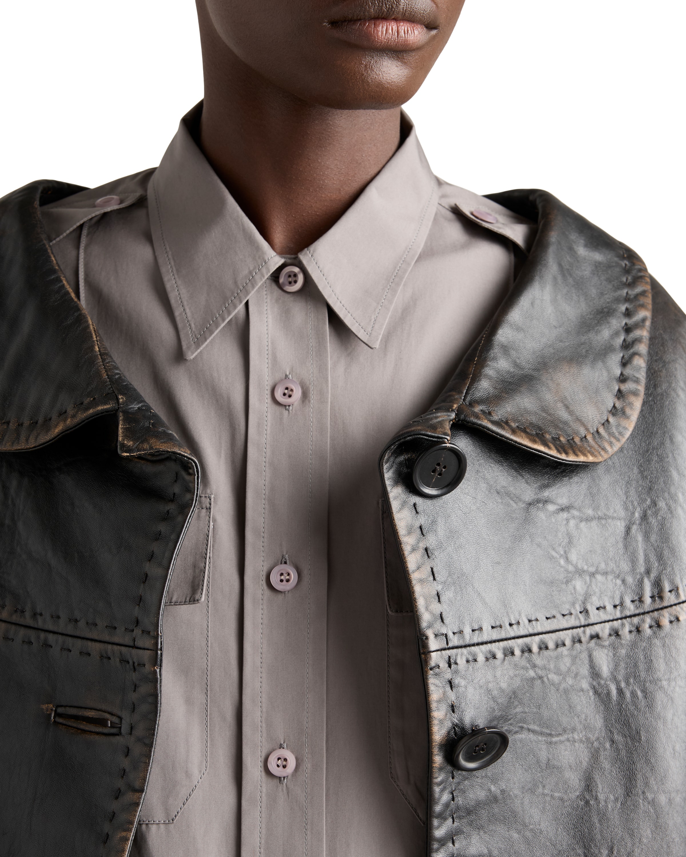Prada Nappa Leather Single-breasted Jacket In Black