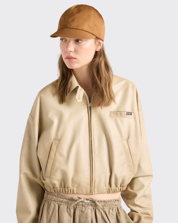 Cropped nappa leather jacket - Ivory Cropped nappa leather jacket - Ivory