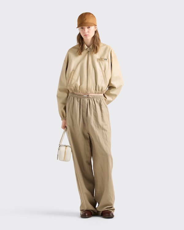 Cropped nappa leather jacket - Ivory Cropped nappa leather jacket - Ivory