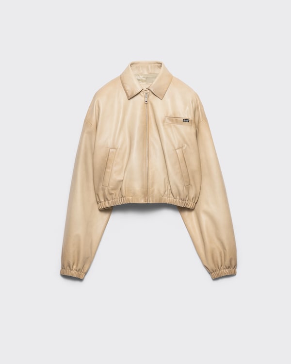 Cropped nappa leather jacket - Ivory Cropped nappa leather jacket - Ivory