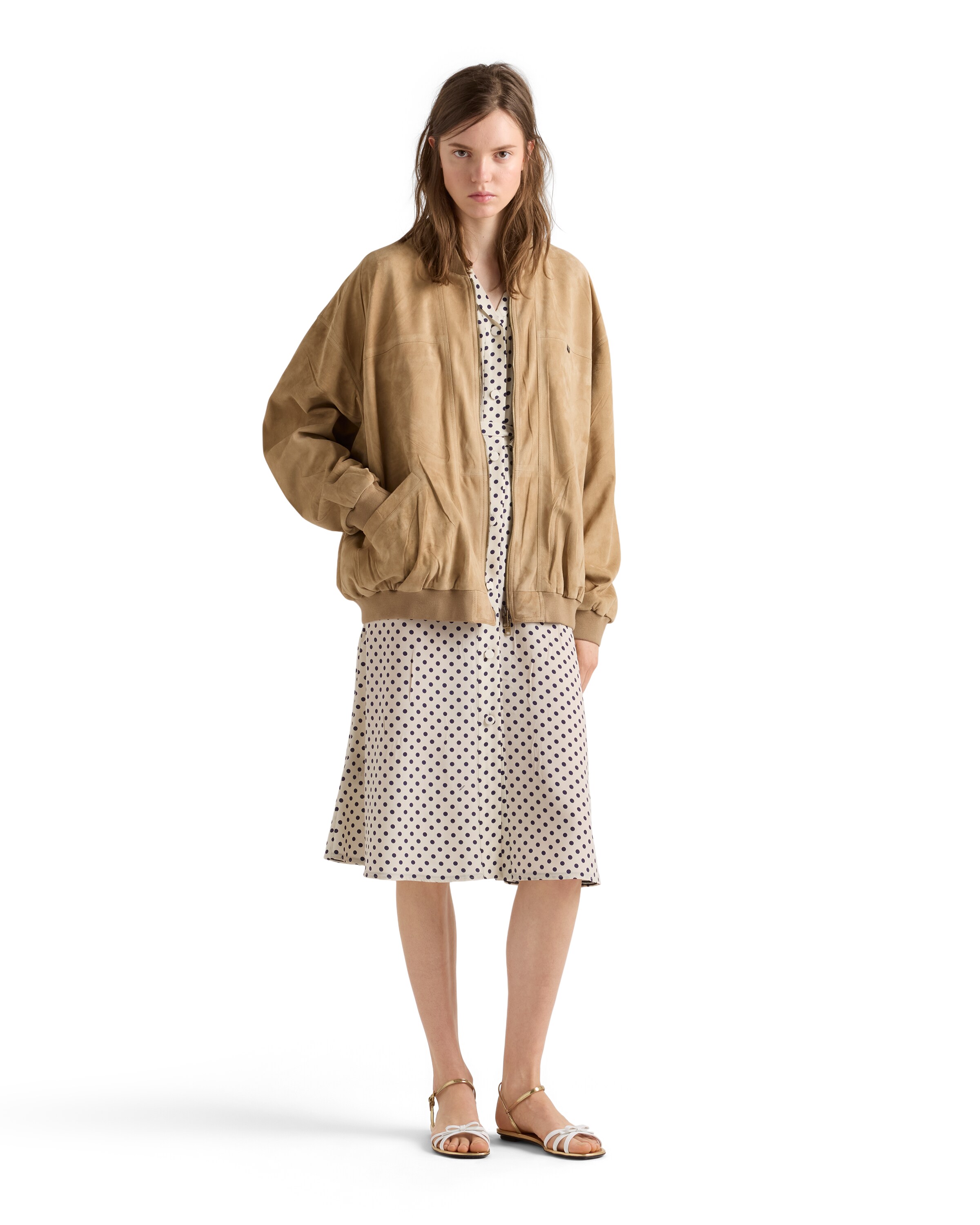 Prada Suede Jacket In Brown