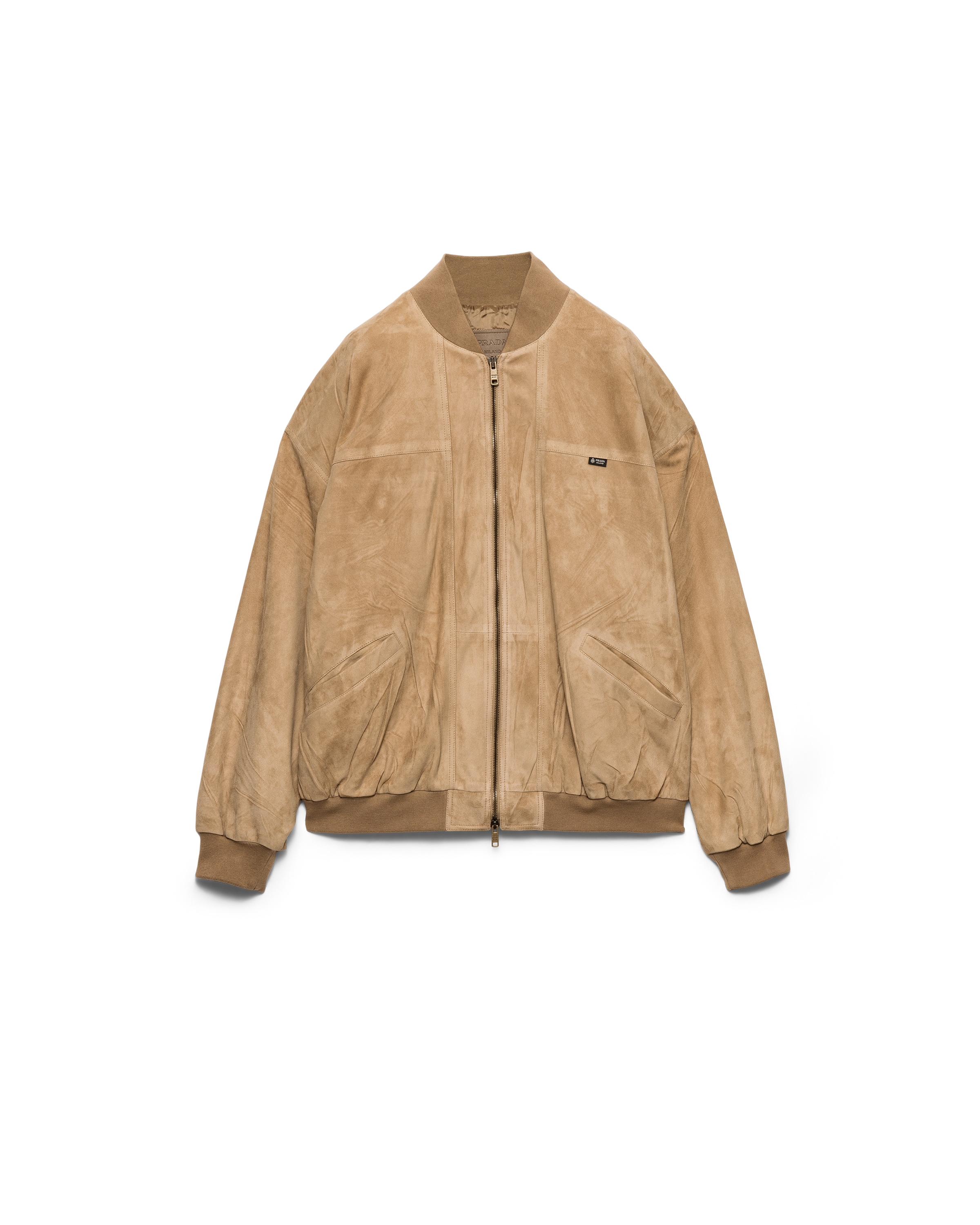 Prada Suede Jacket In Brown