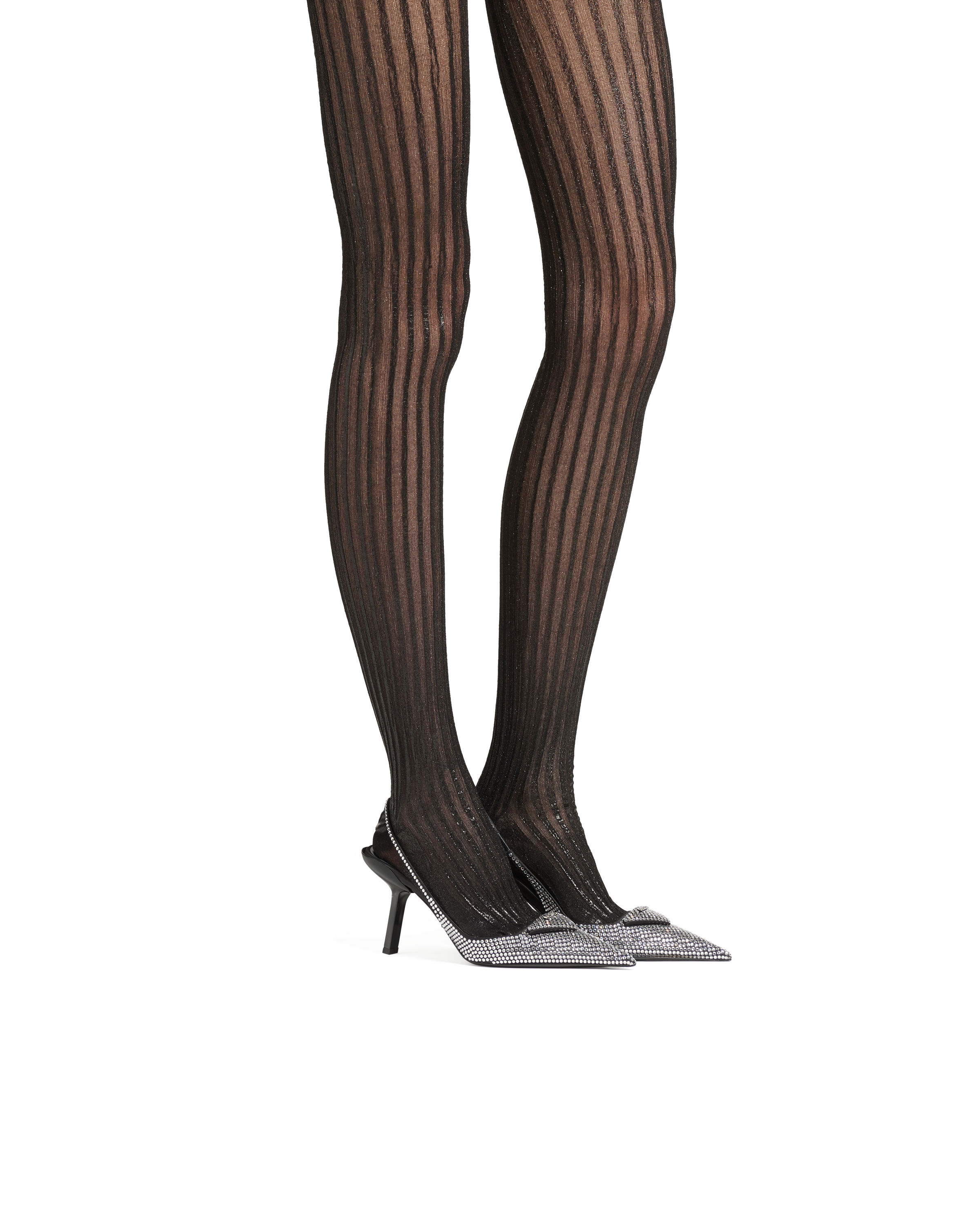 Shop Prada Lurex Tights In Black