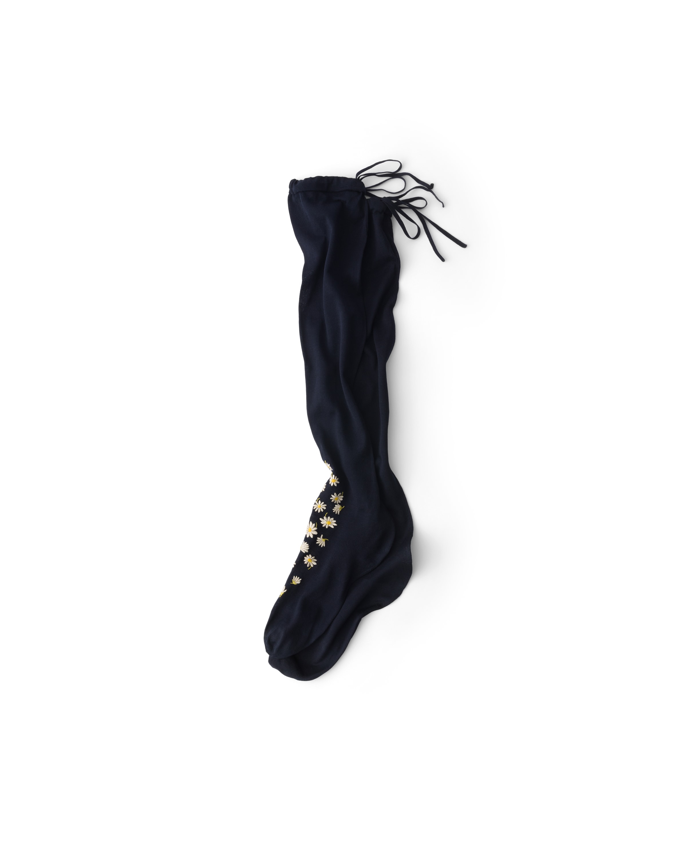 Prada Embroidered Over-the-knee Cotton Socks In Navy