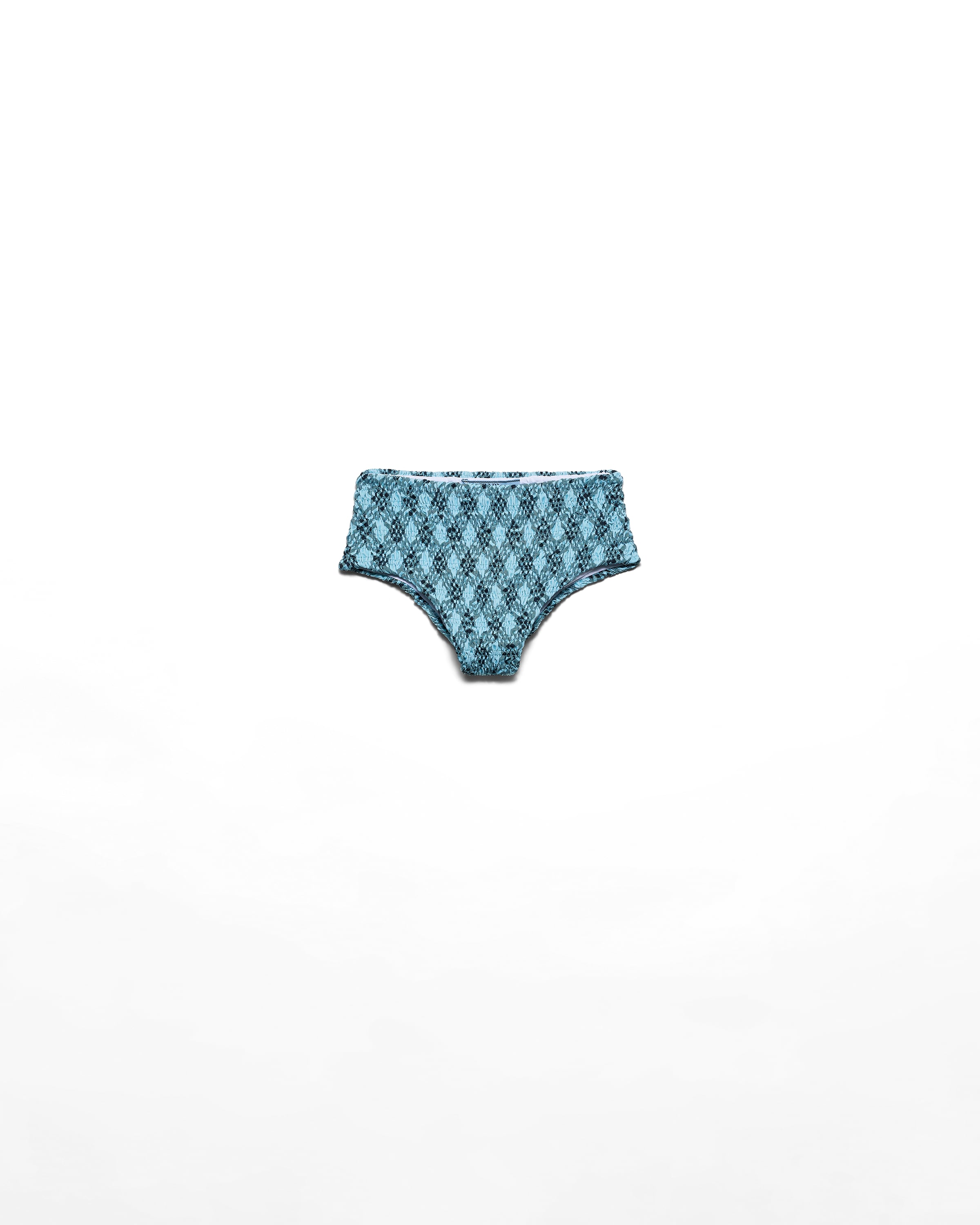Prada Slip Bikini In Jersey Con Stampa A Quadri, Donna, Anice, Taglia S