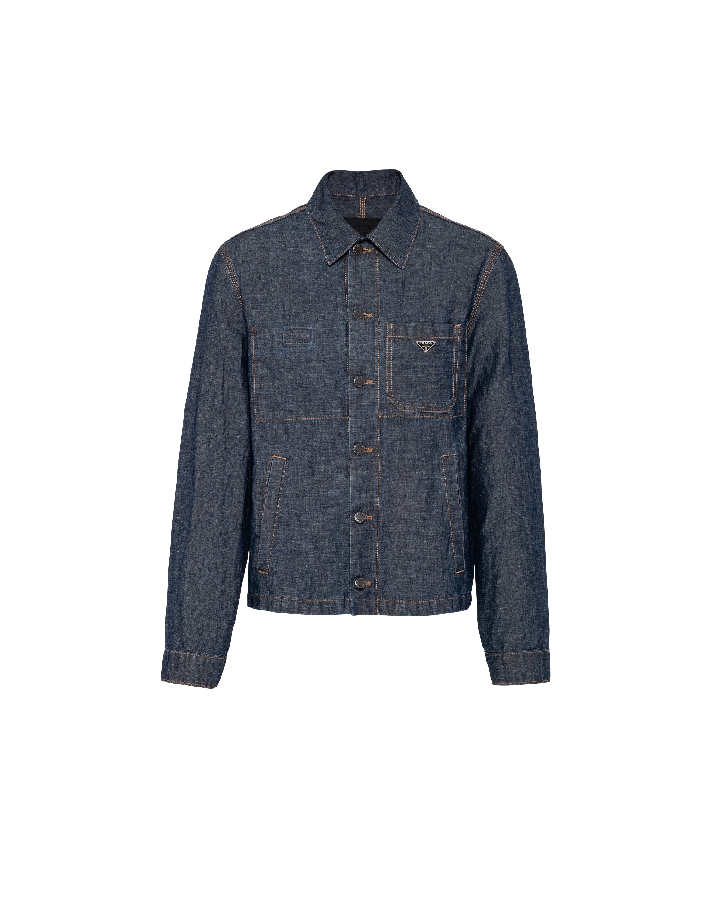 Prada Blouson In Chambray, Uomo, Blu, Taglia M