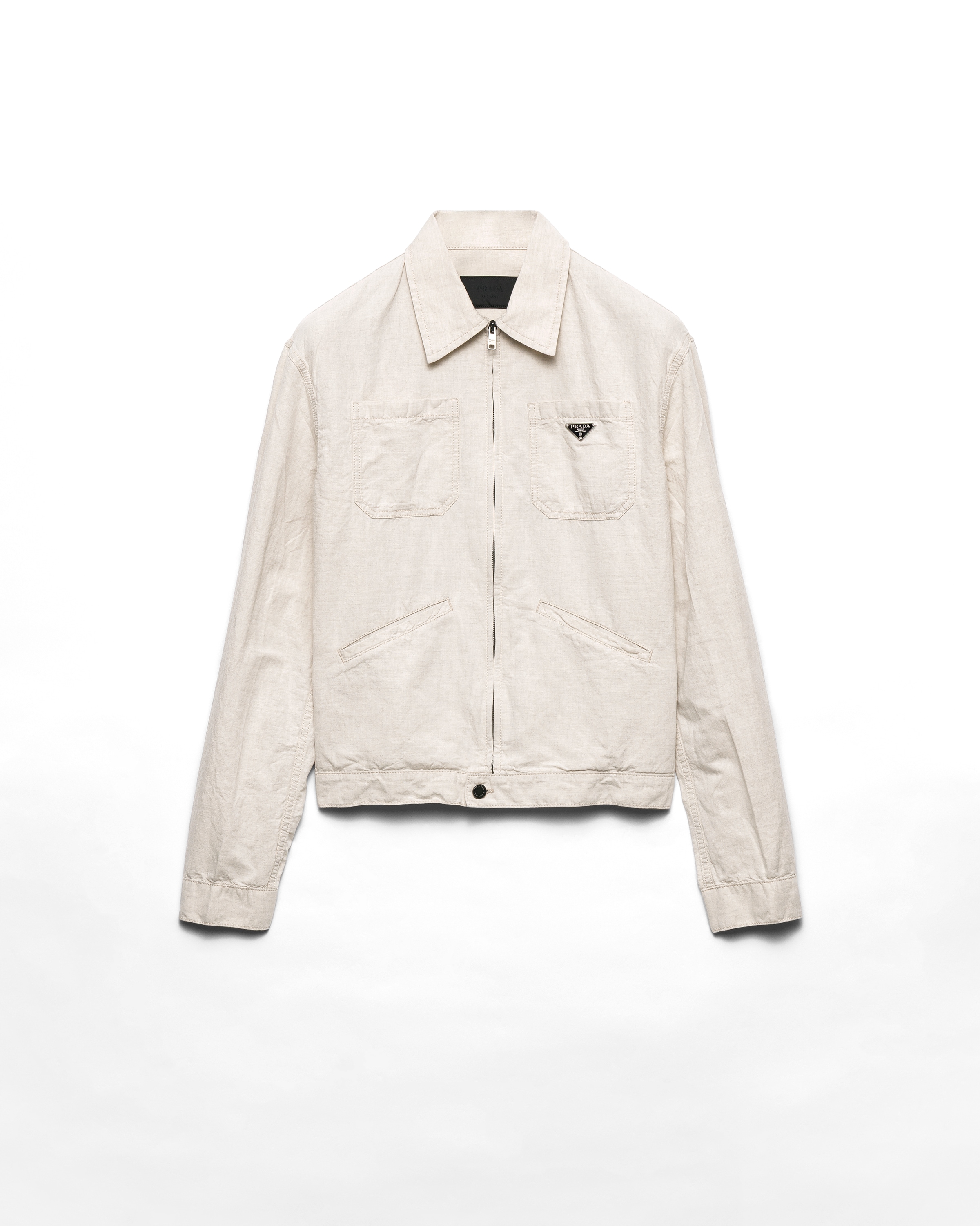 Prada Blousonjacke Aus Chambray, Herren, Natur, Größe L