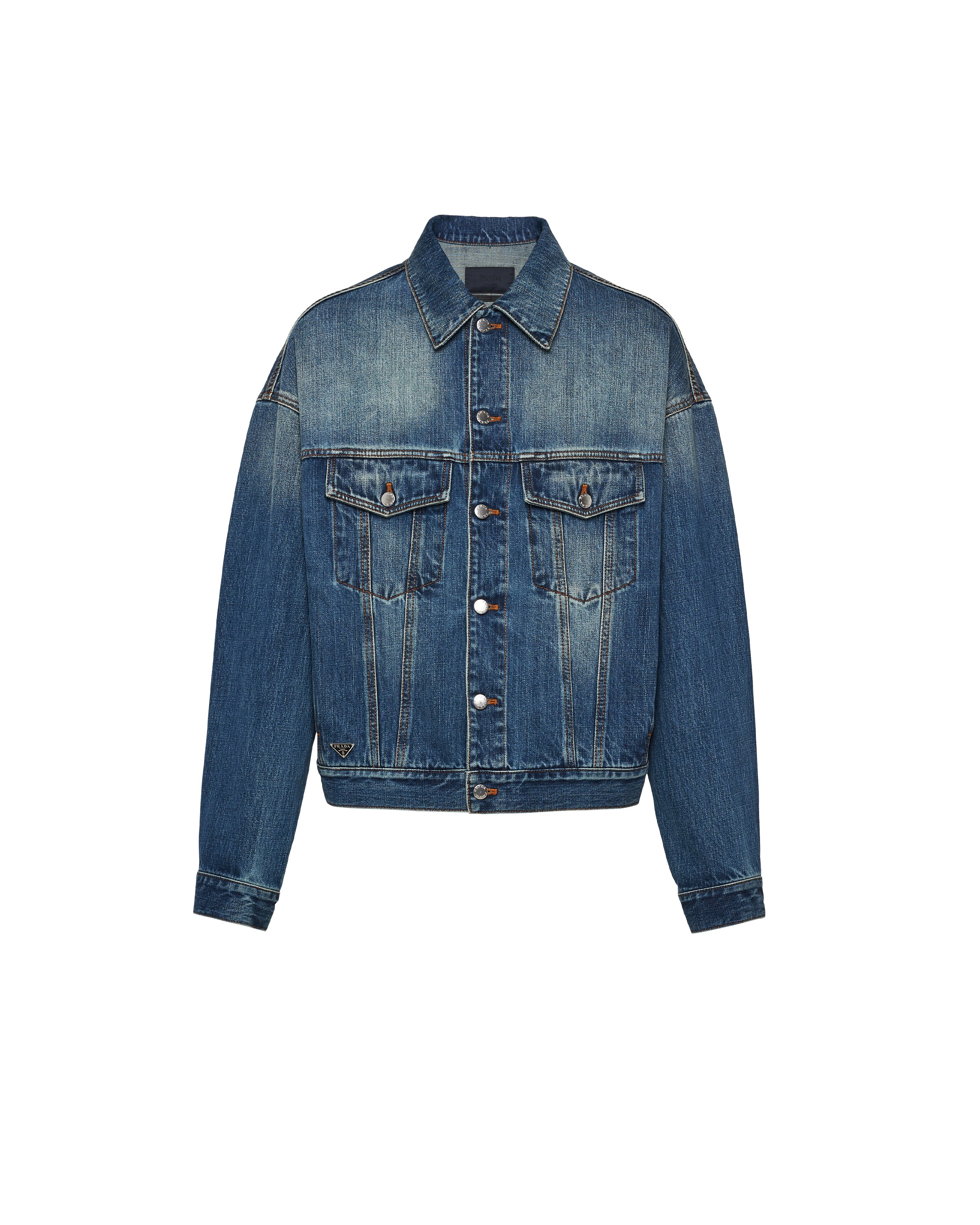 Prada Denim Trucker Jacket, Men, Navy, Size XS