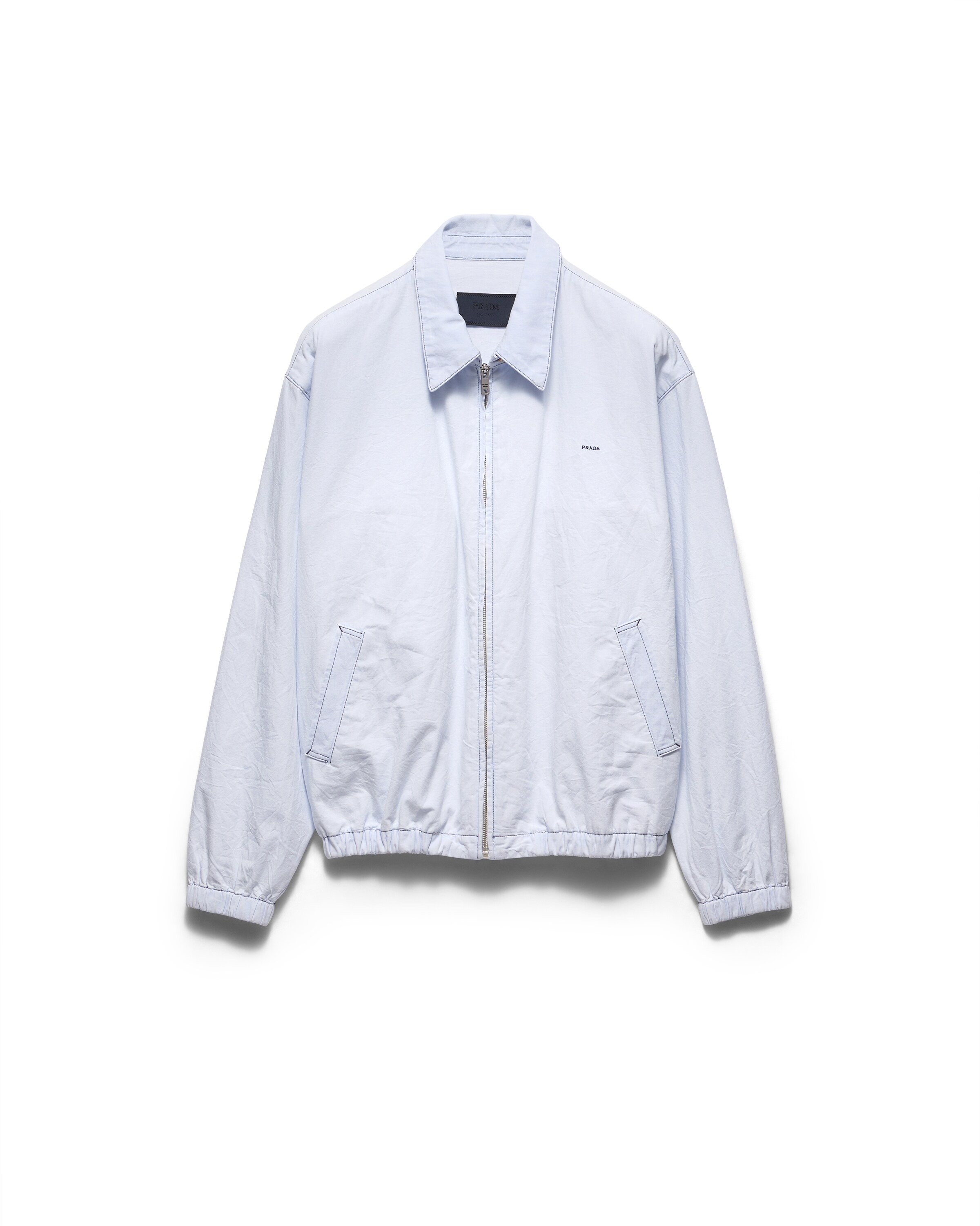 Prada Chambray Blouson Jacket In White