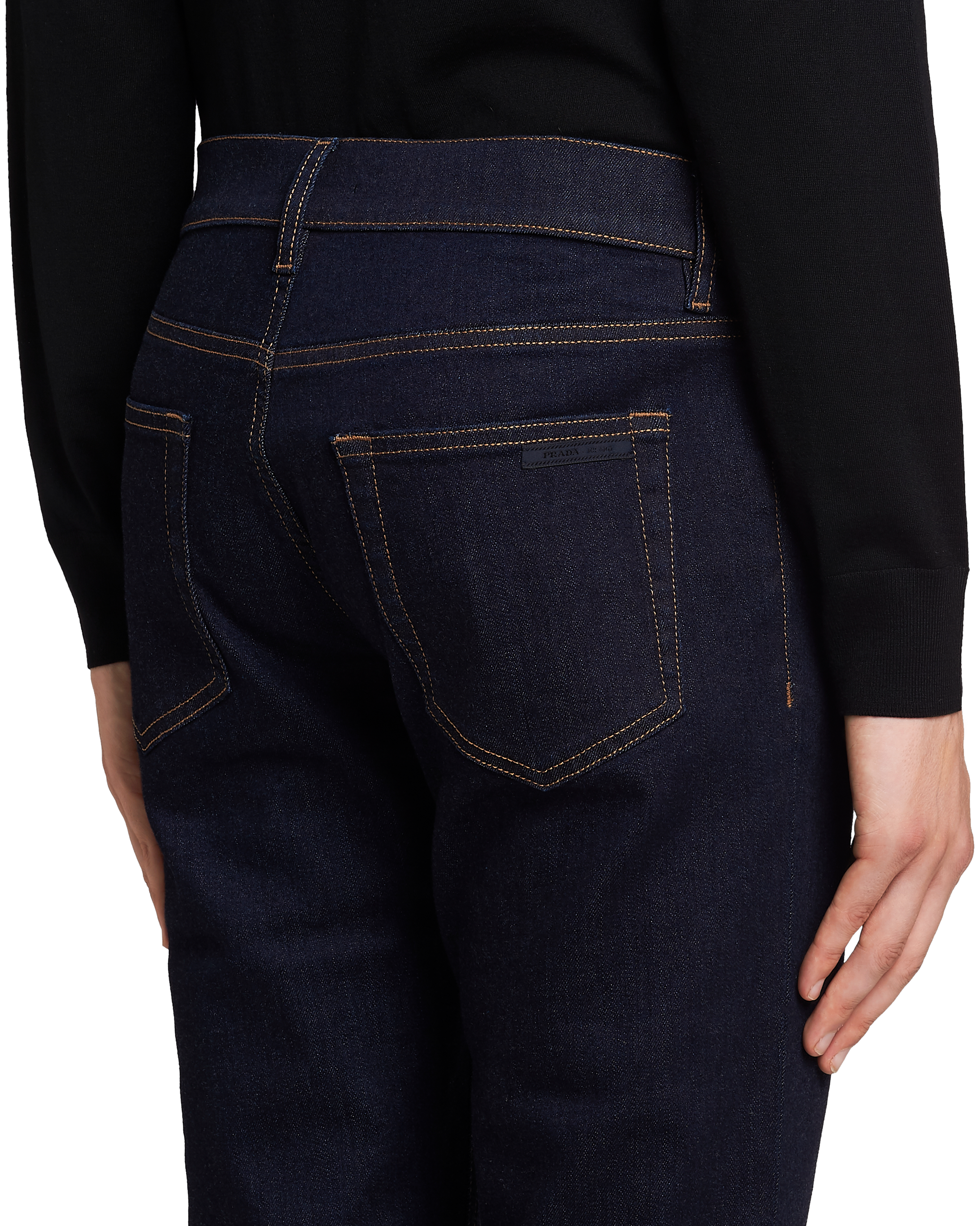 Navy Tapered-fit stretch-denim trousers 