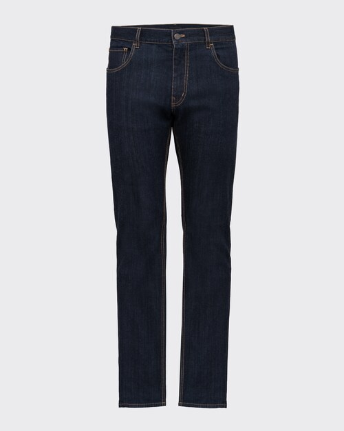 Navy Tapered-fit stretch-denim trousers | Prada Navy Tapered-fit stretch-denim trousers | Prada