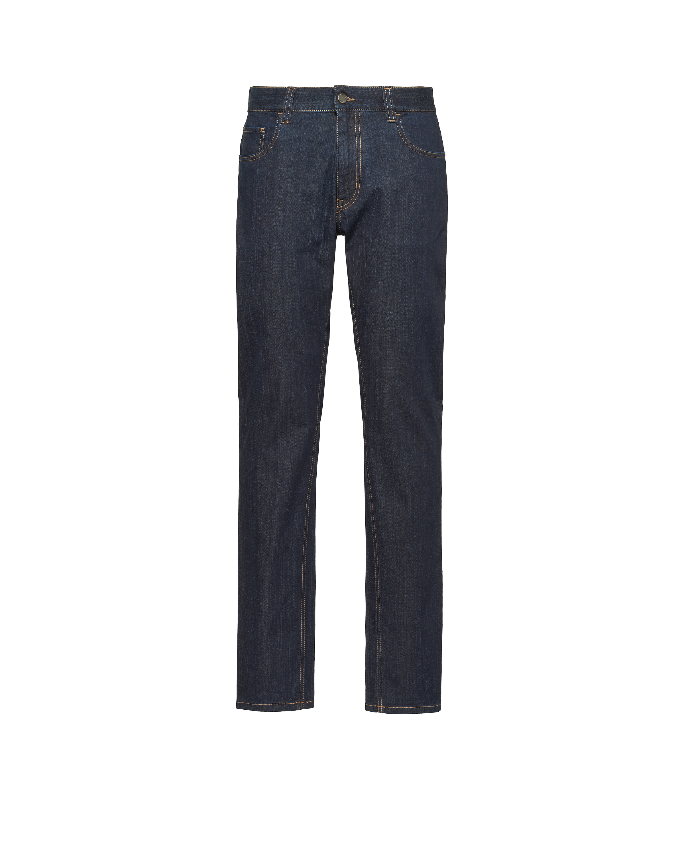 Prada Stretch Denim Jeans Belt Loops Five Pockets In Navy