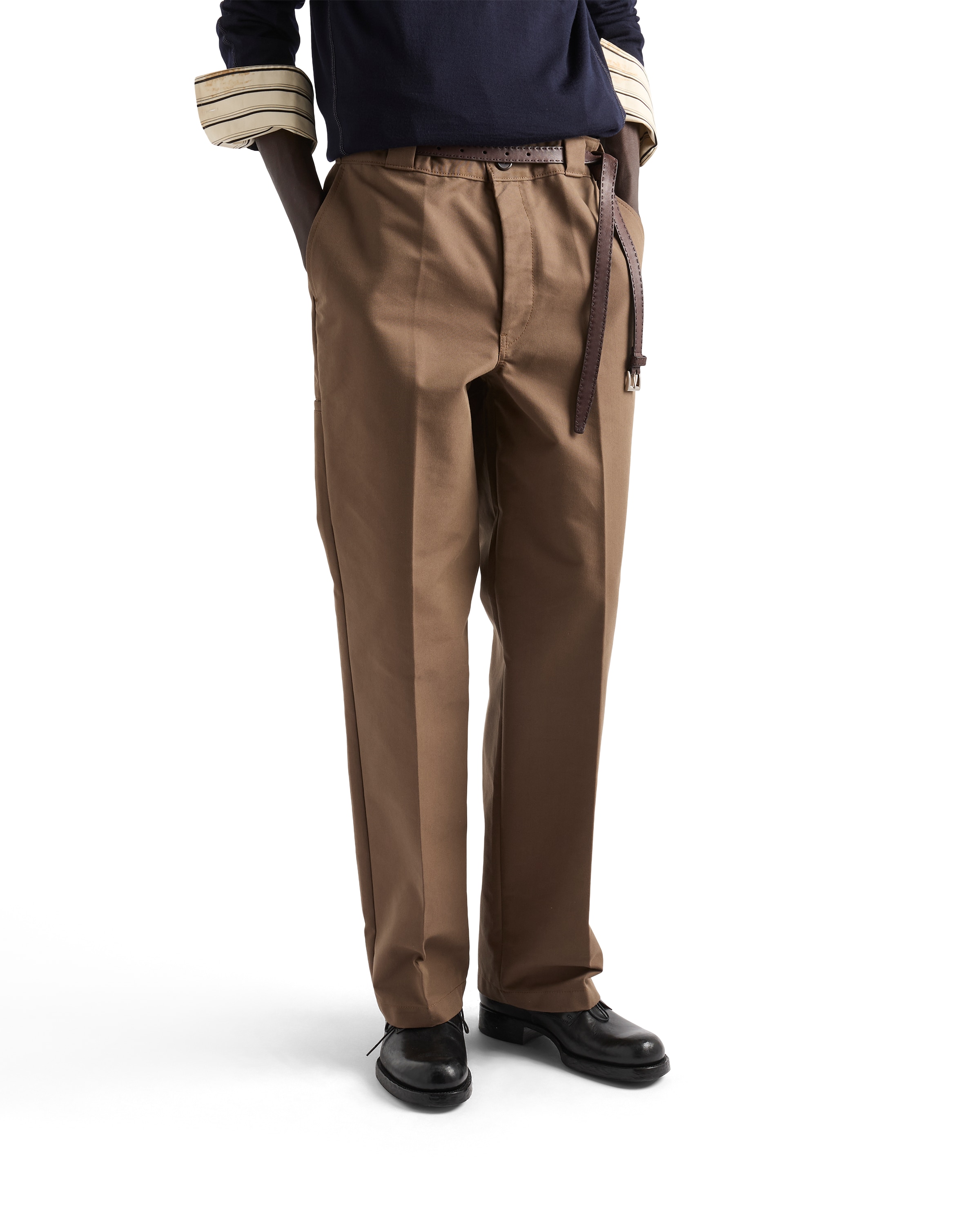 Prada Technical Canvas Pants In Brown