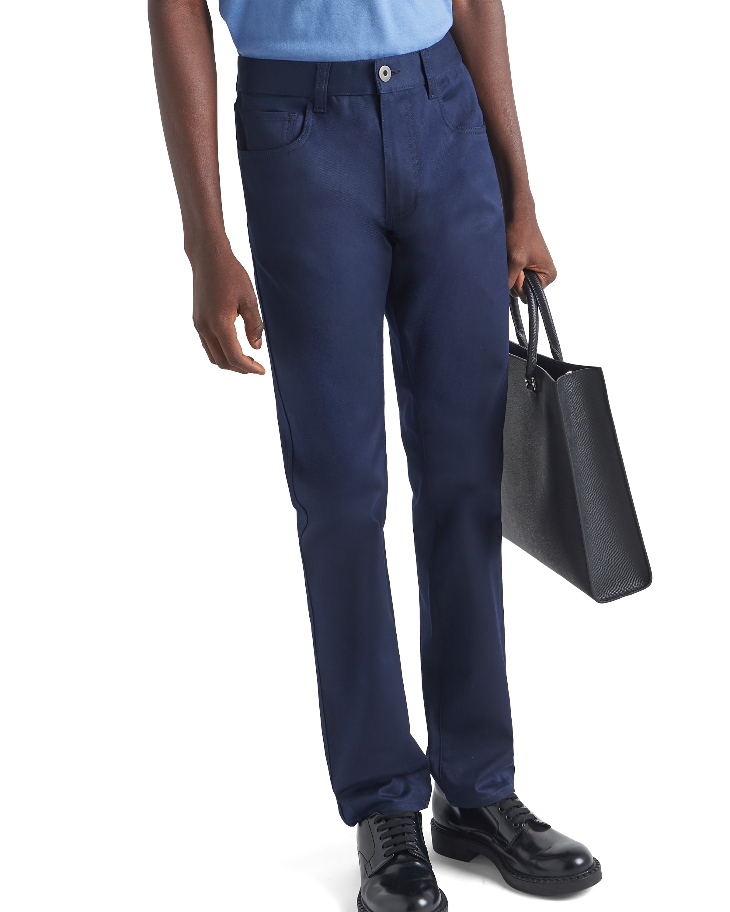 Prada Five-pocket-hose Aus Drillich-stretch In Navy