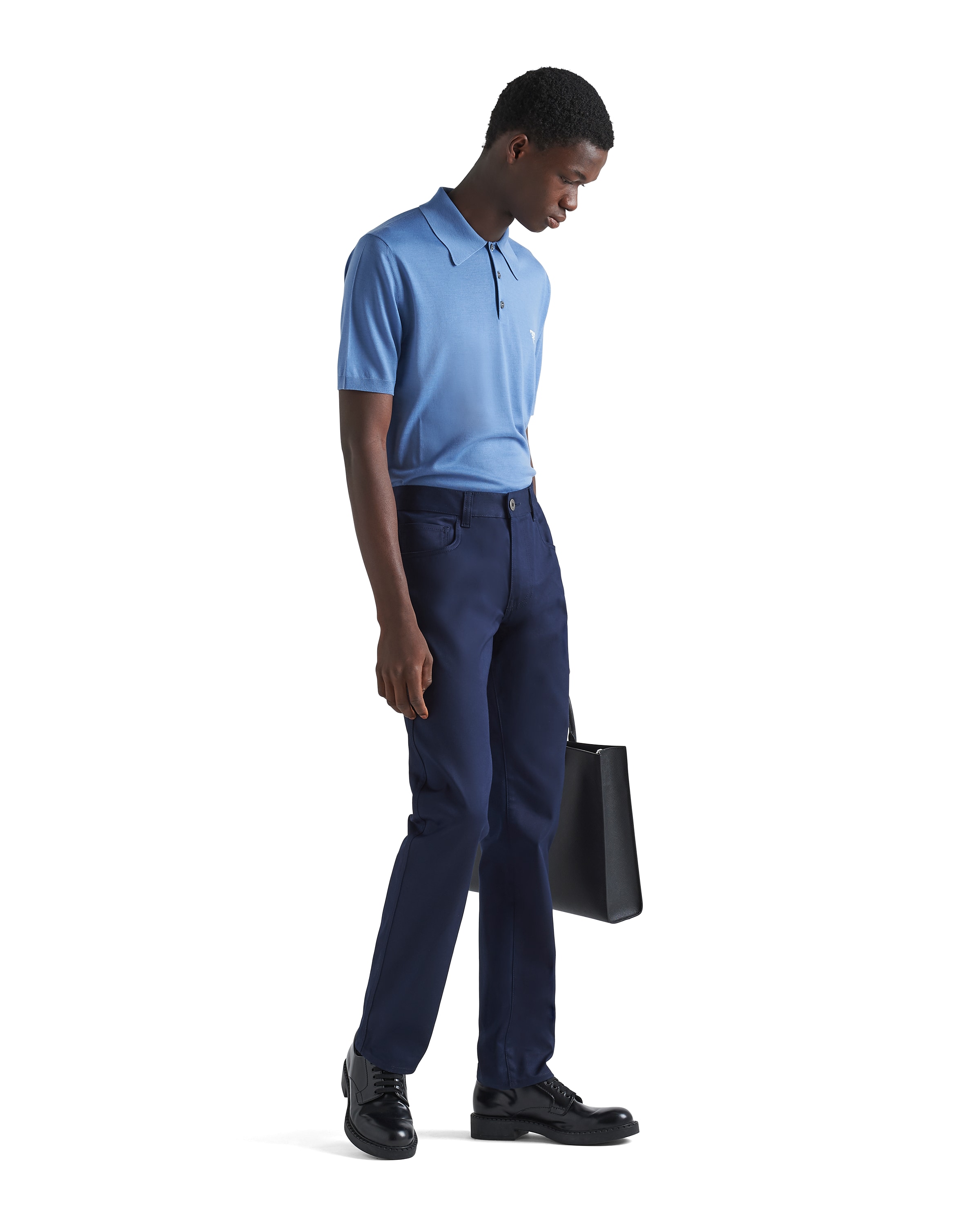 Prada Five-pocket-hose Aus Drillich-stretch In Navy