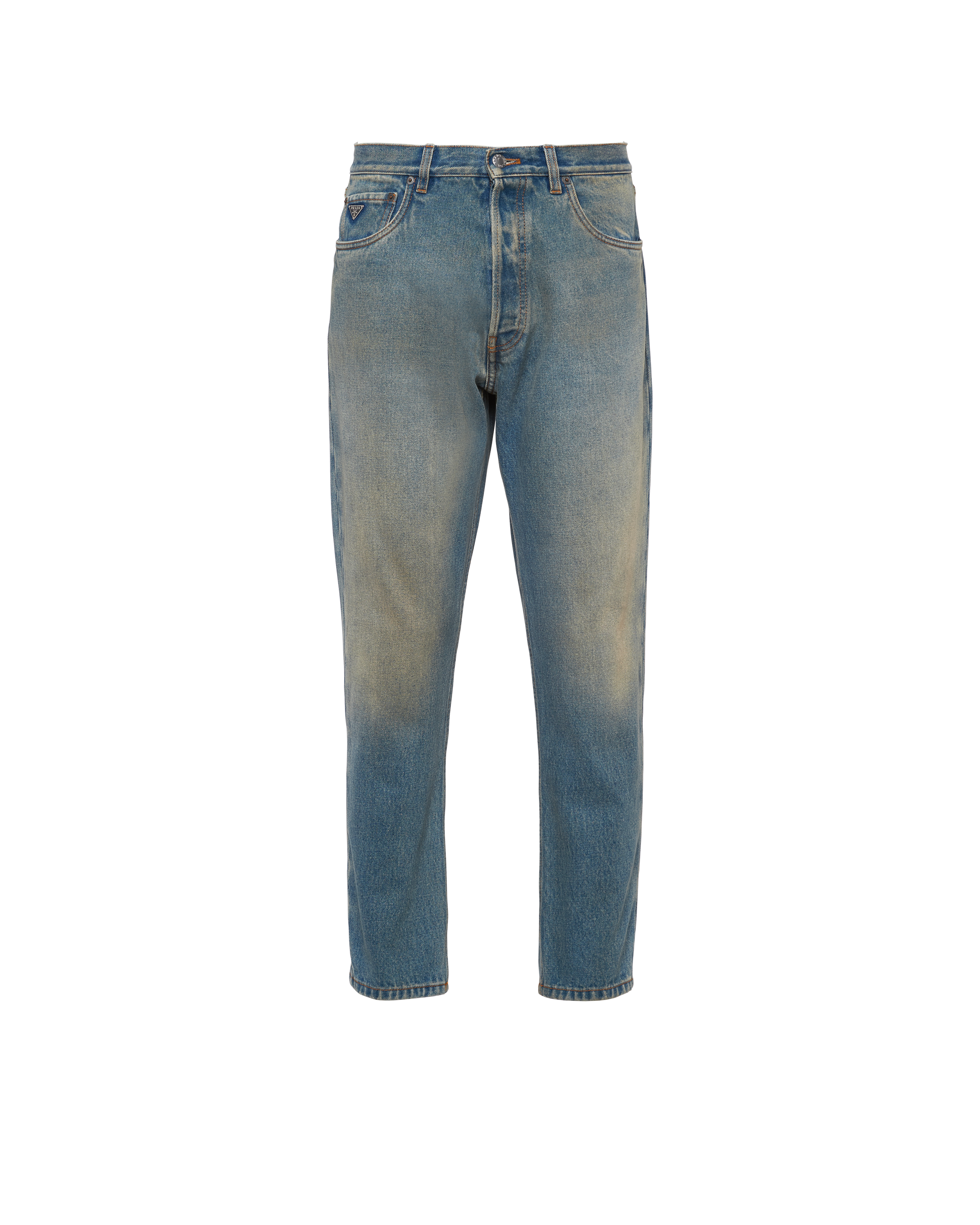 Prada Distressed-effect Straight-leg Jeans In Light Blue