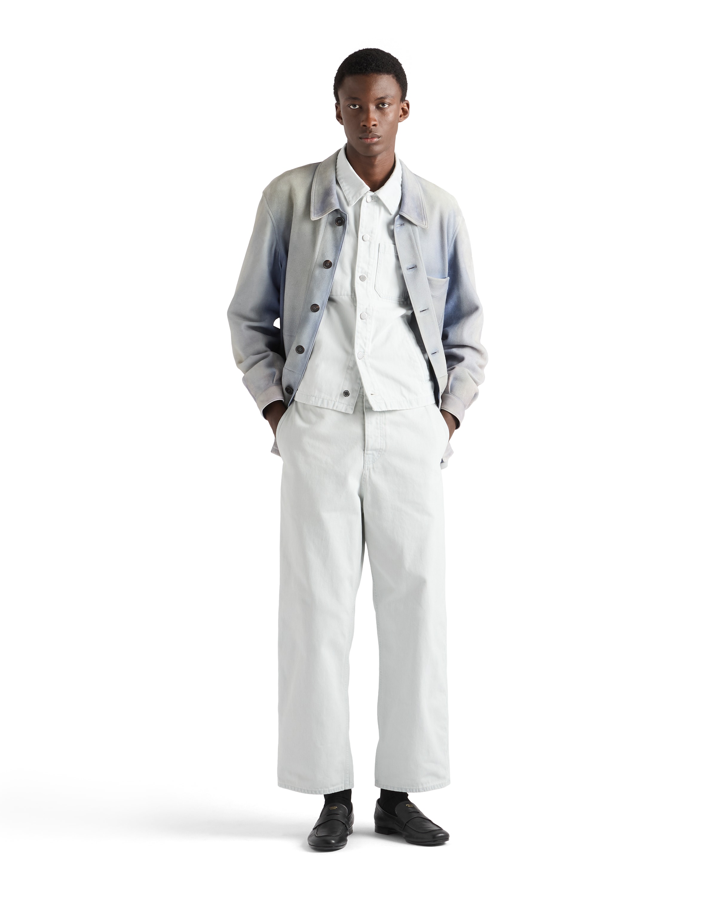 Prada Regular Bleached Denim Jeans In White