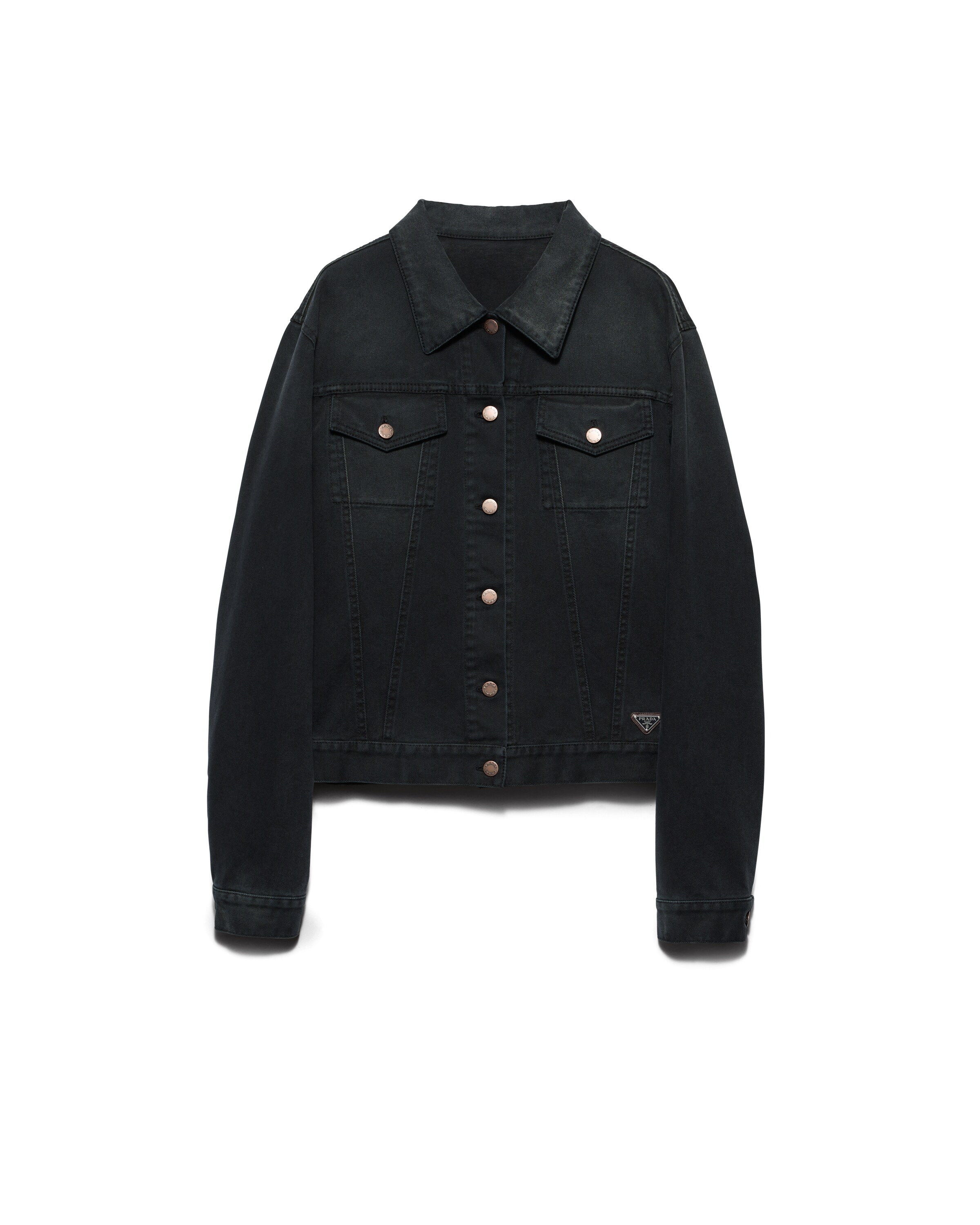 Prada Blouson In Denim, Donna, Nero, Taglia M