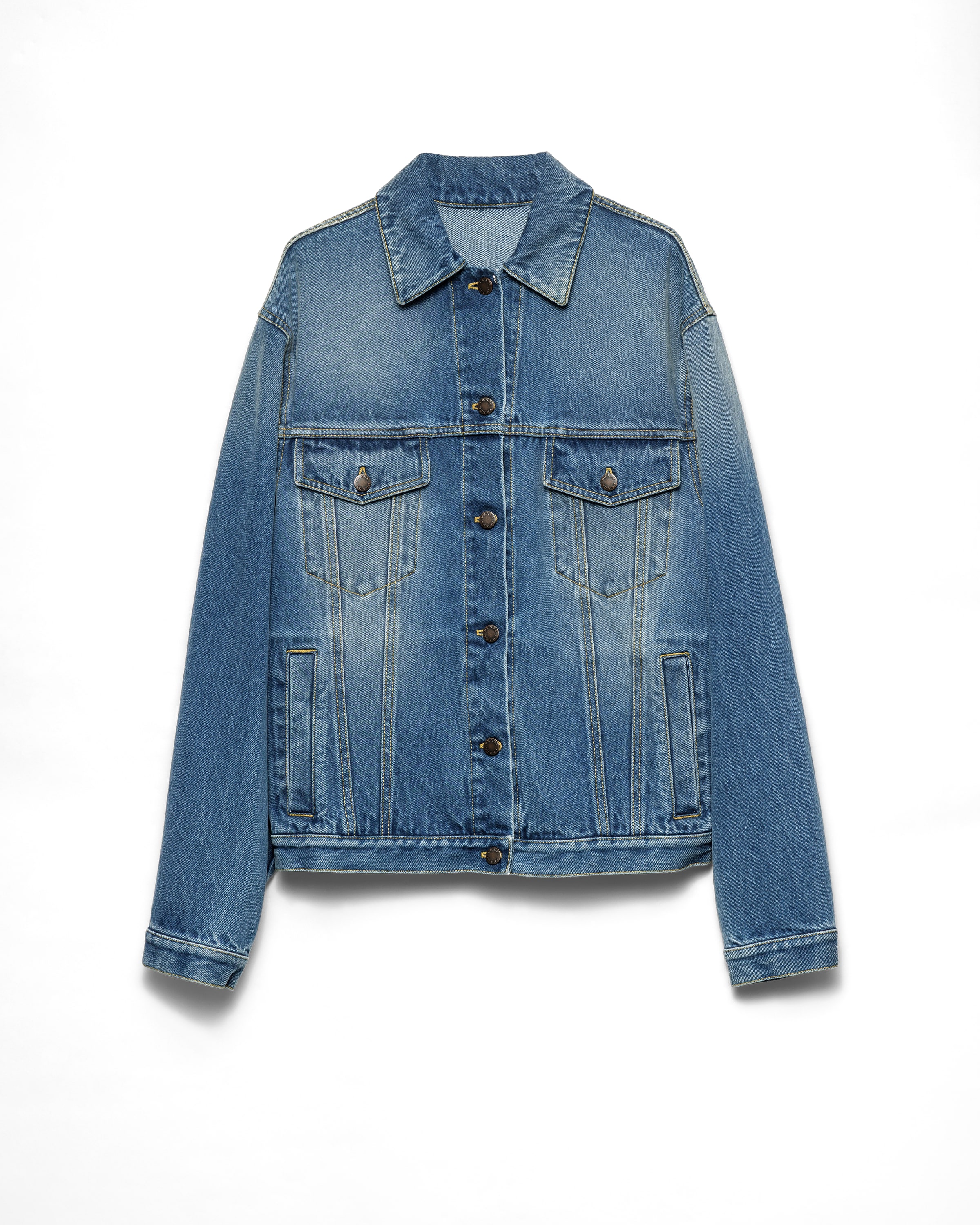 Prada Blouson In Denim, Donna, Light Blu, Taglia XL
