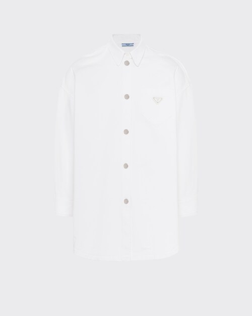 White Oversized organic denim shirt | Prada