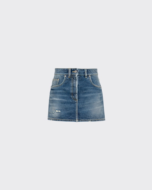 Navy Organic denim miniskirt | Prada