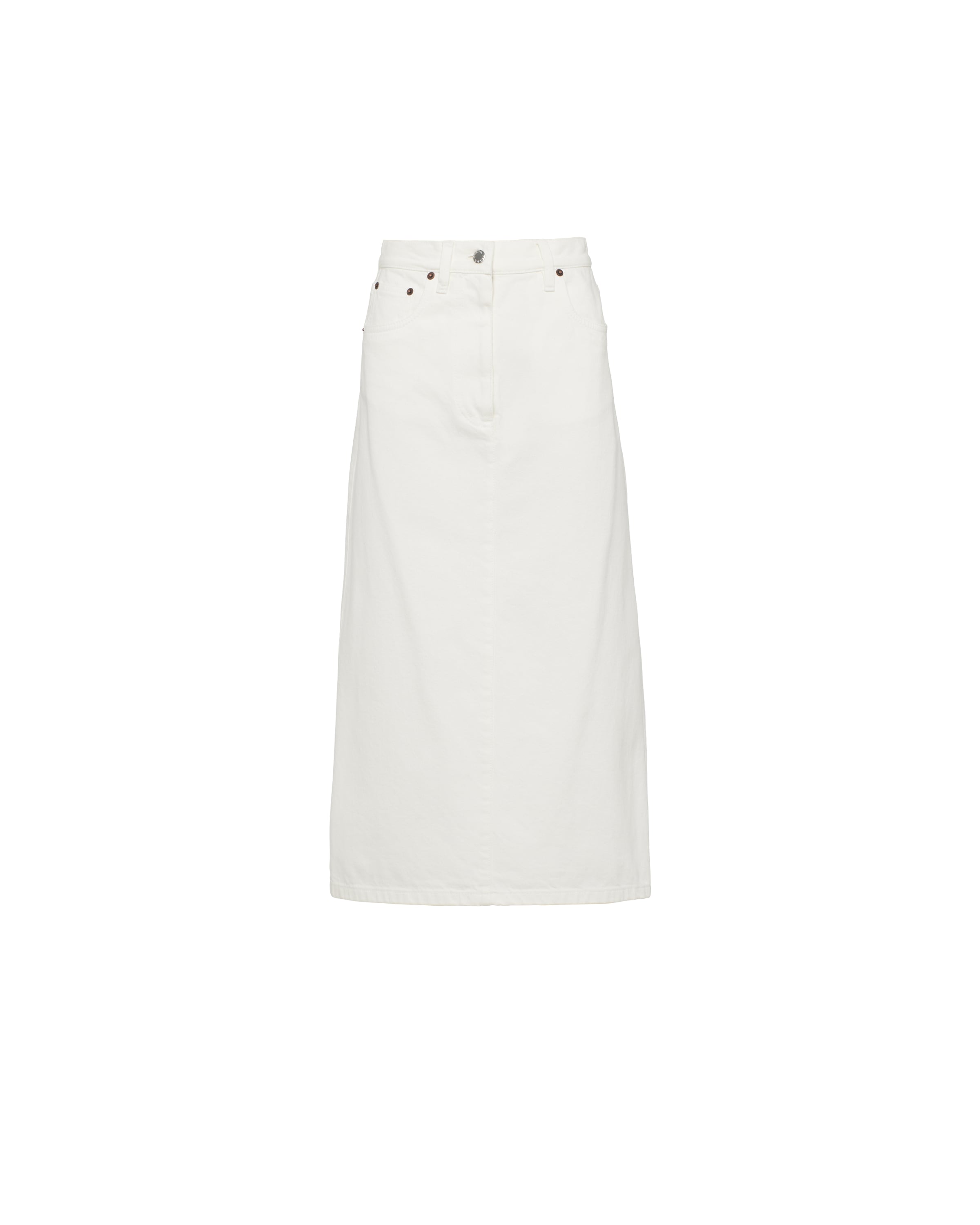 Prada Flared Denim Skirt, Women, White, Size 48S