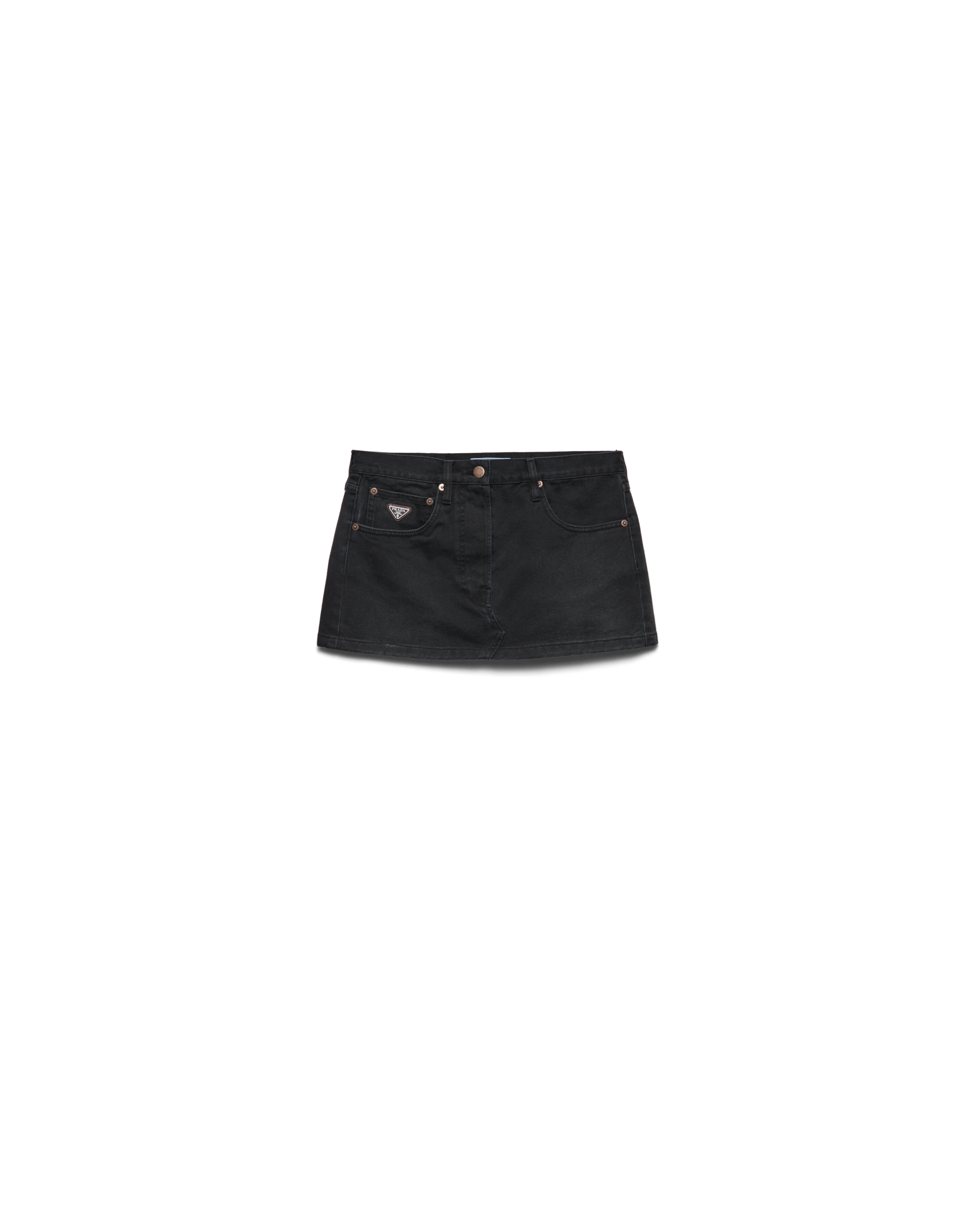 Prada Minigonna In Denim, Donna, Nero, Taglia 40
