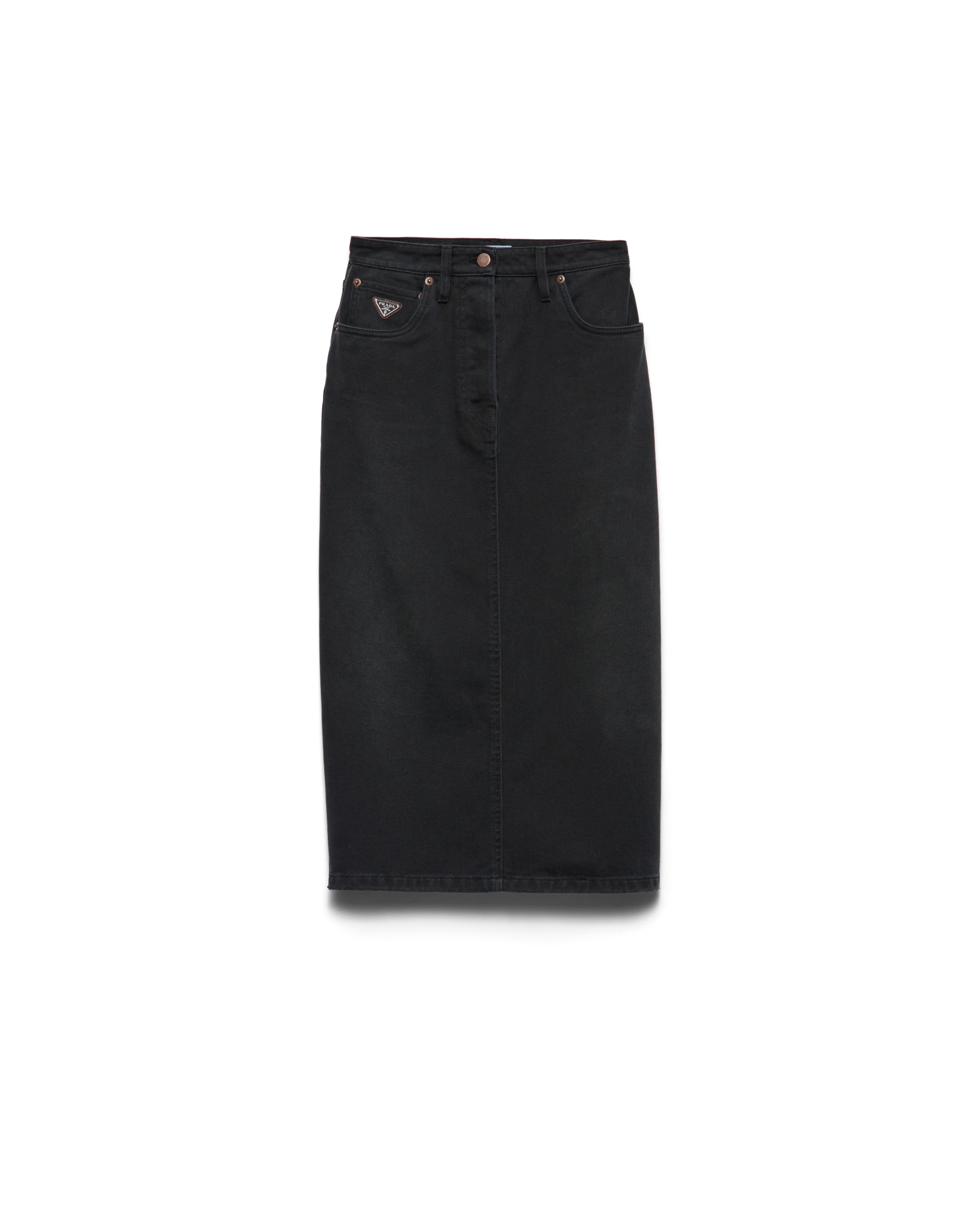 Prada Gonna Lunga In Denim, Donna, Nero, Taglia 44