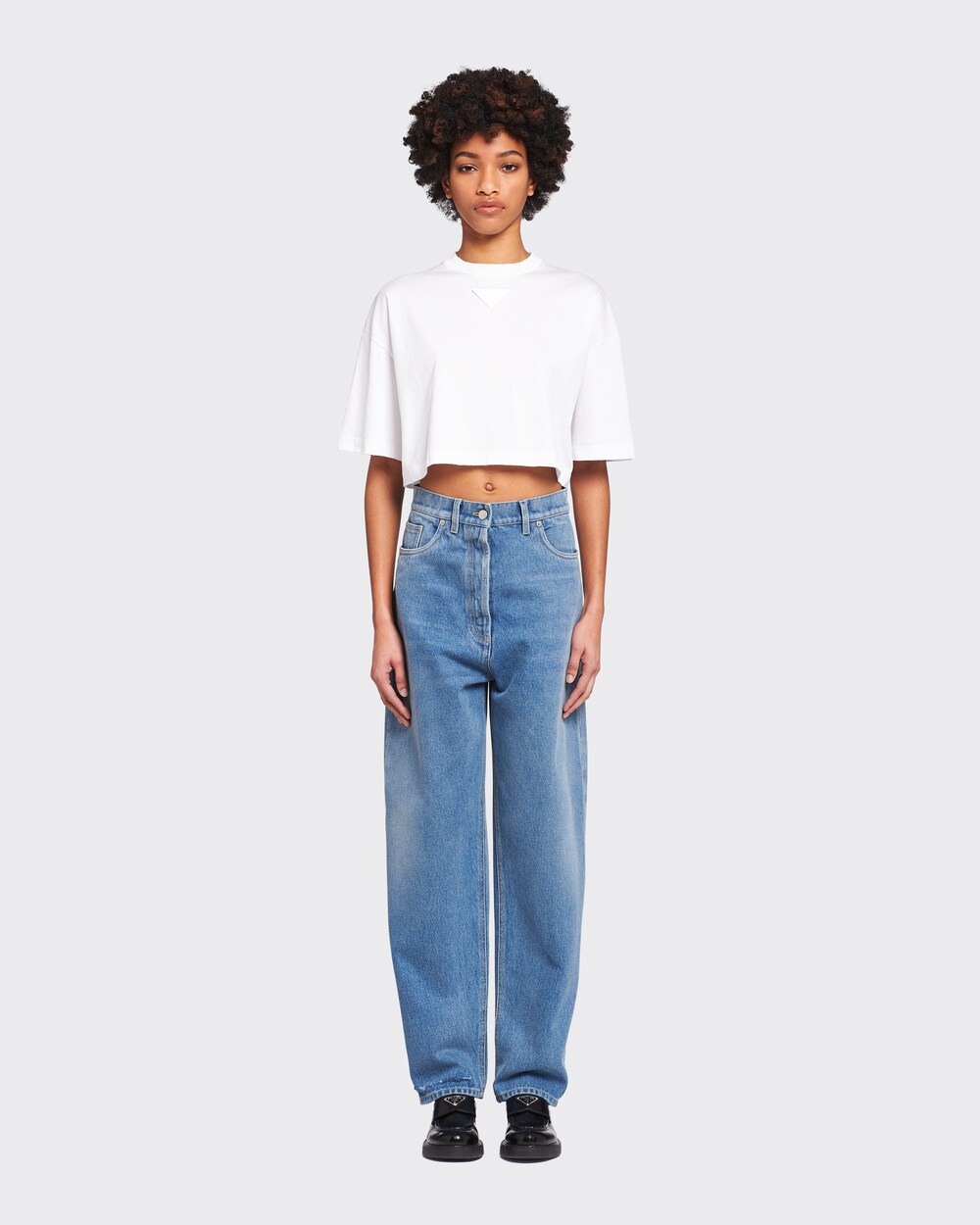 Pantaloni cinque tasche in denim organico Blu | Prada