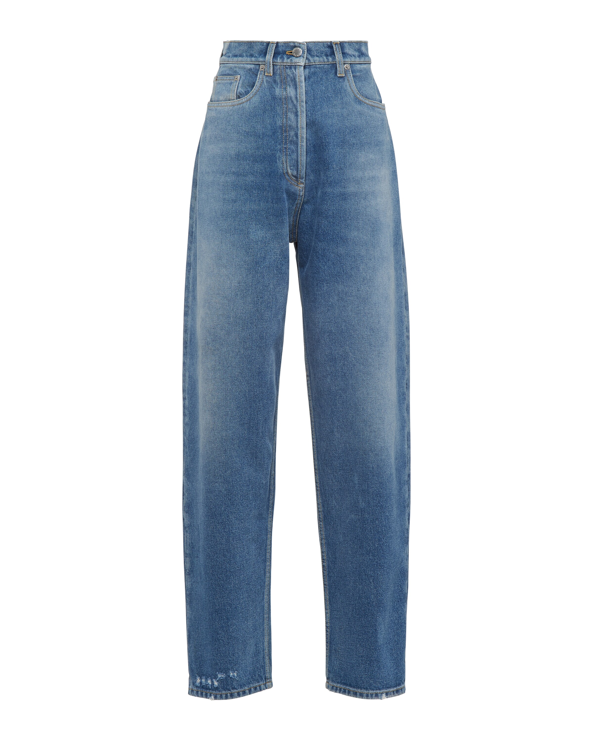 Prada Jeans Mit Hohem Bund Aus Denim, Damen, Mittelblau, Größe 24