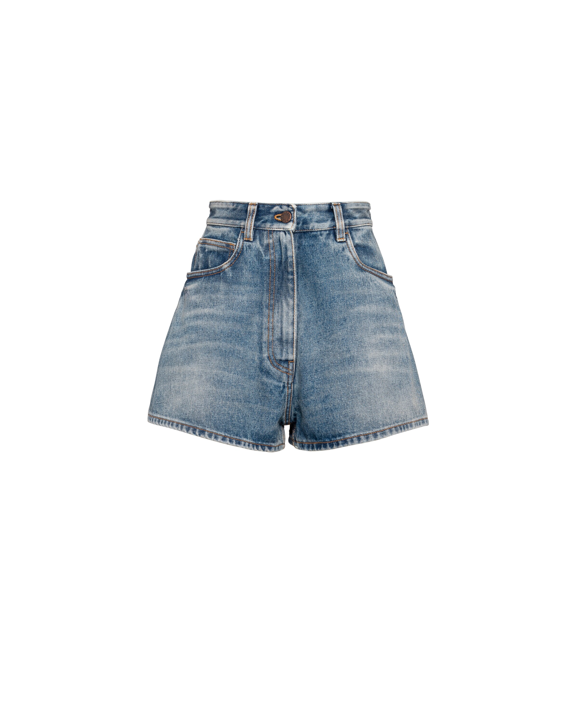 Prada Shorts Aus Denim, Damen, Himmelblau, Größe 24