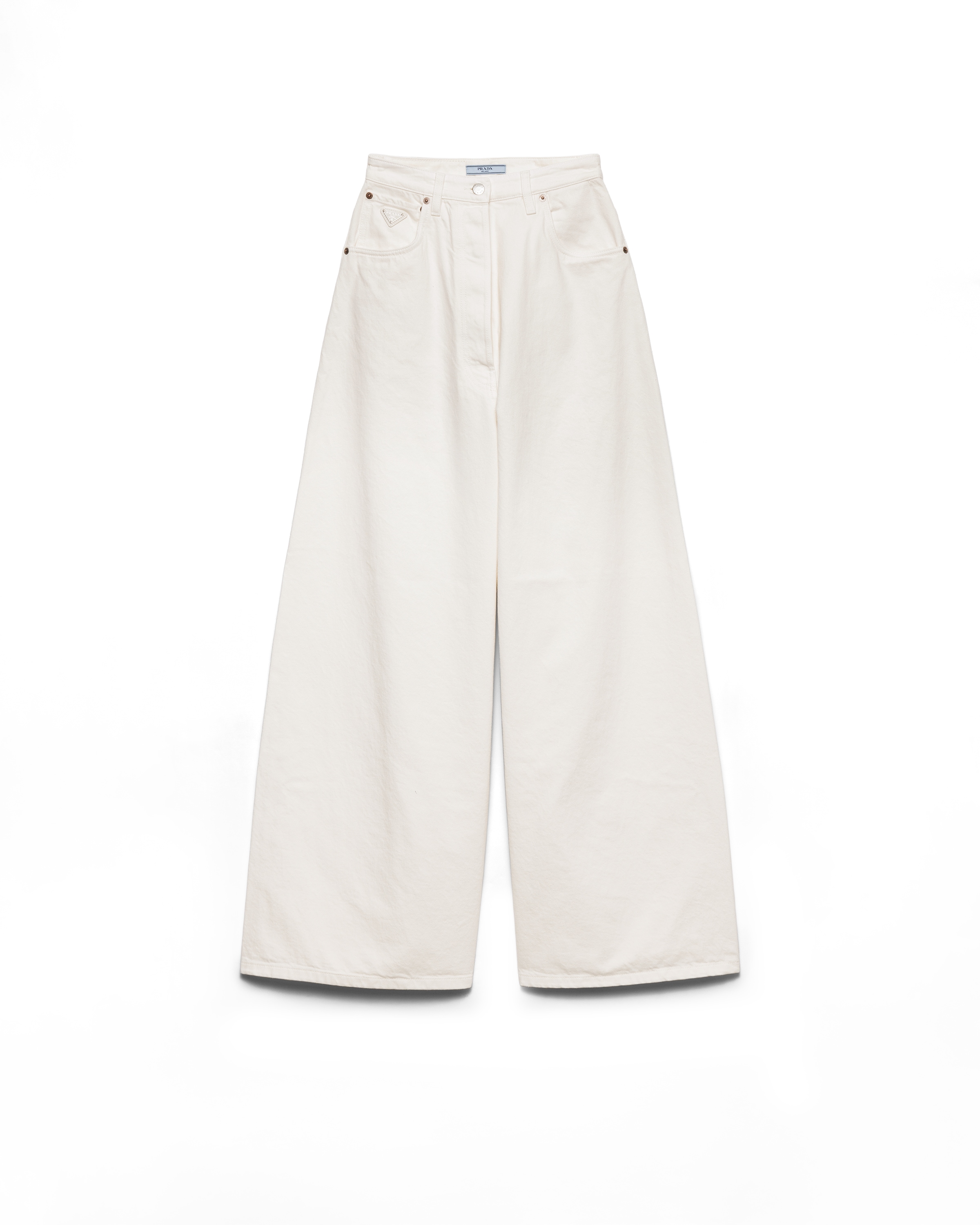 Prada Jean Palazzo En Denim, Femme, Blanc, Taille 27