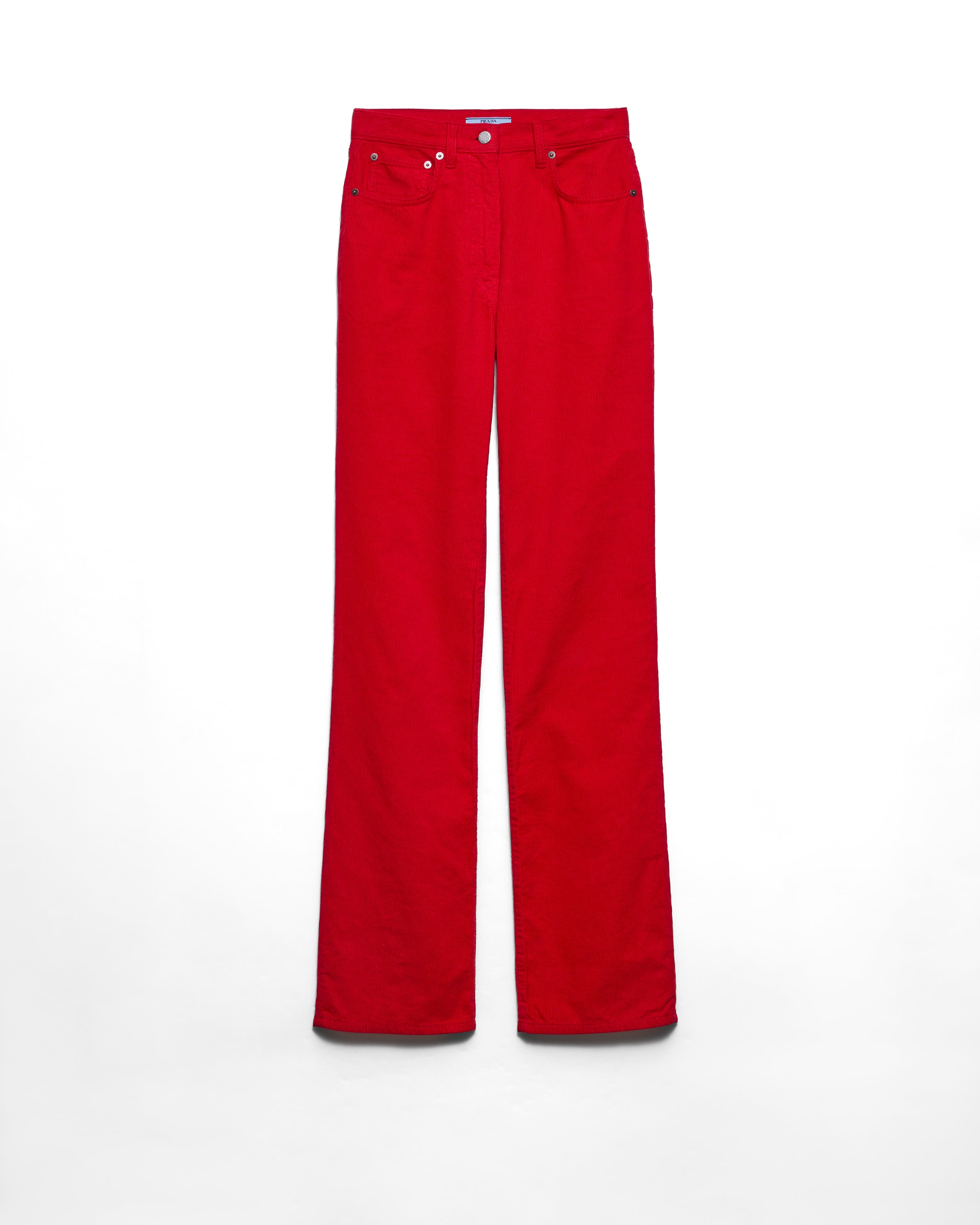 Prada Pantaloni Cinque Tasche In Velluto A Coste, Donna, Rosso, Taglia 24