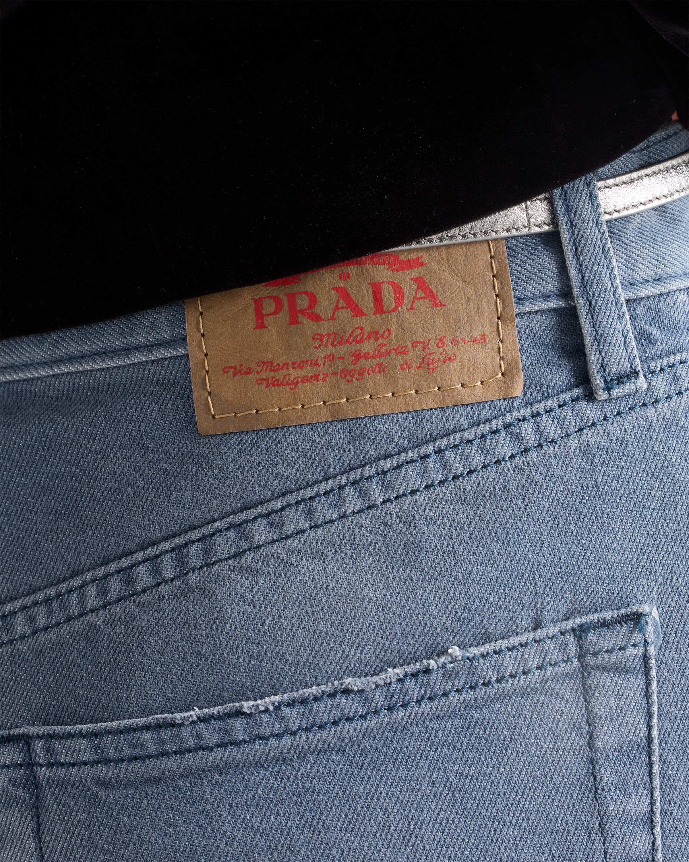 Prada Logo-patch Denim Jeans In Blue