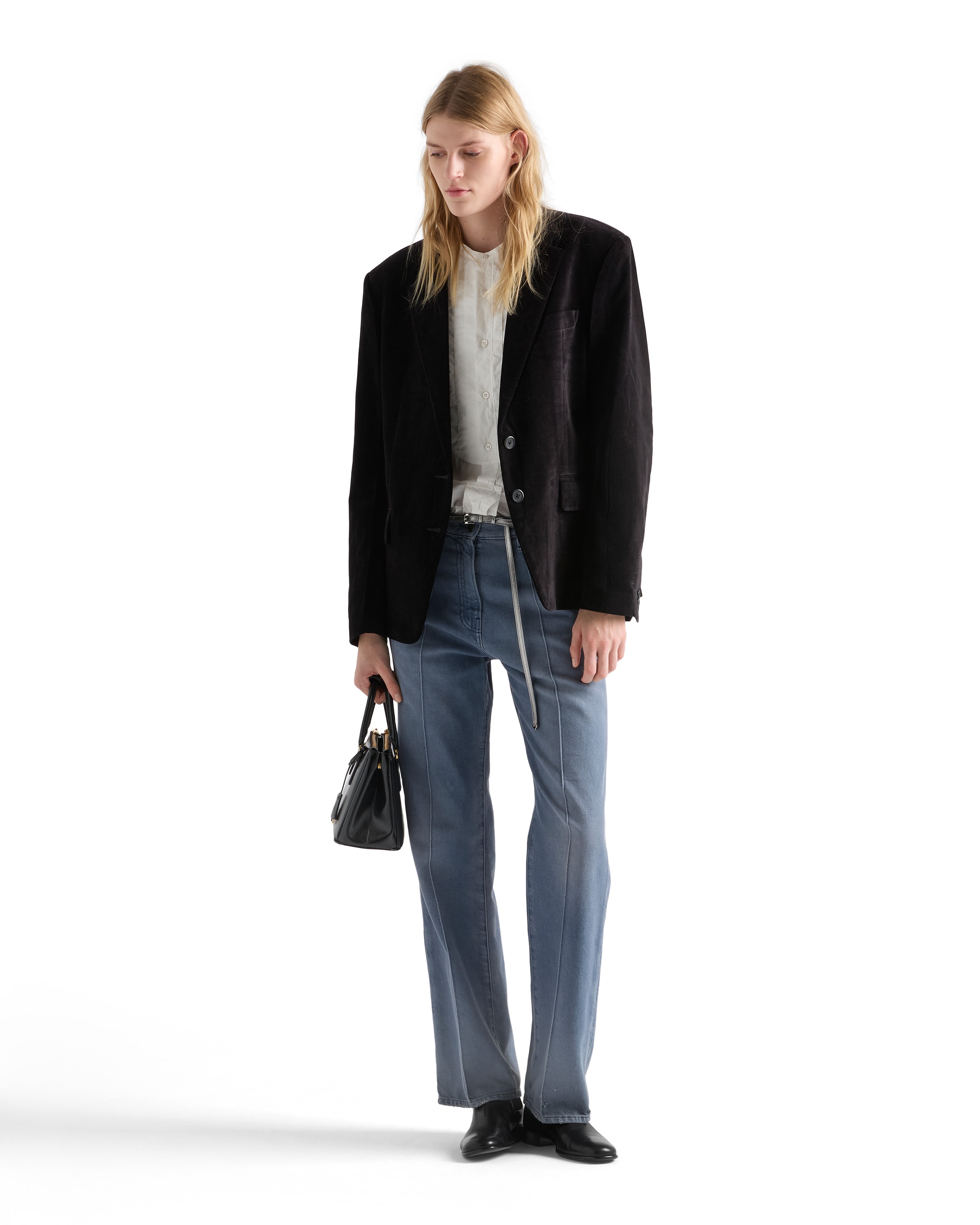 Prada Logo-patch Denim Jeans In Blue