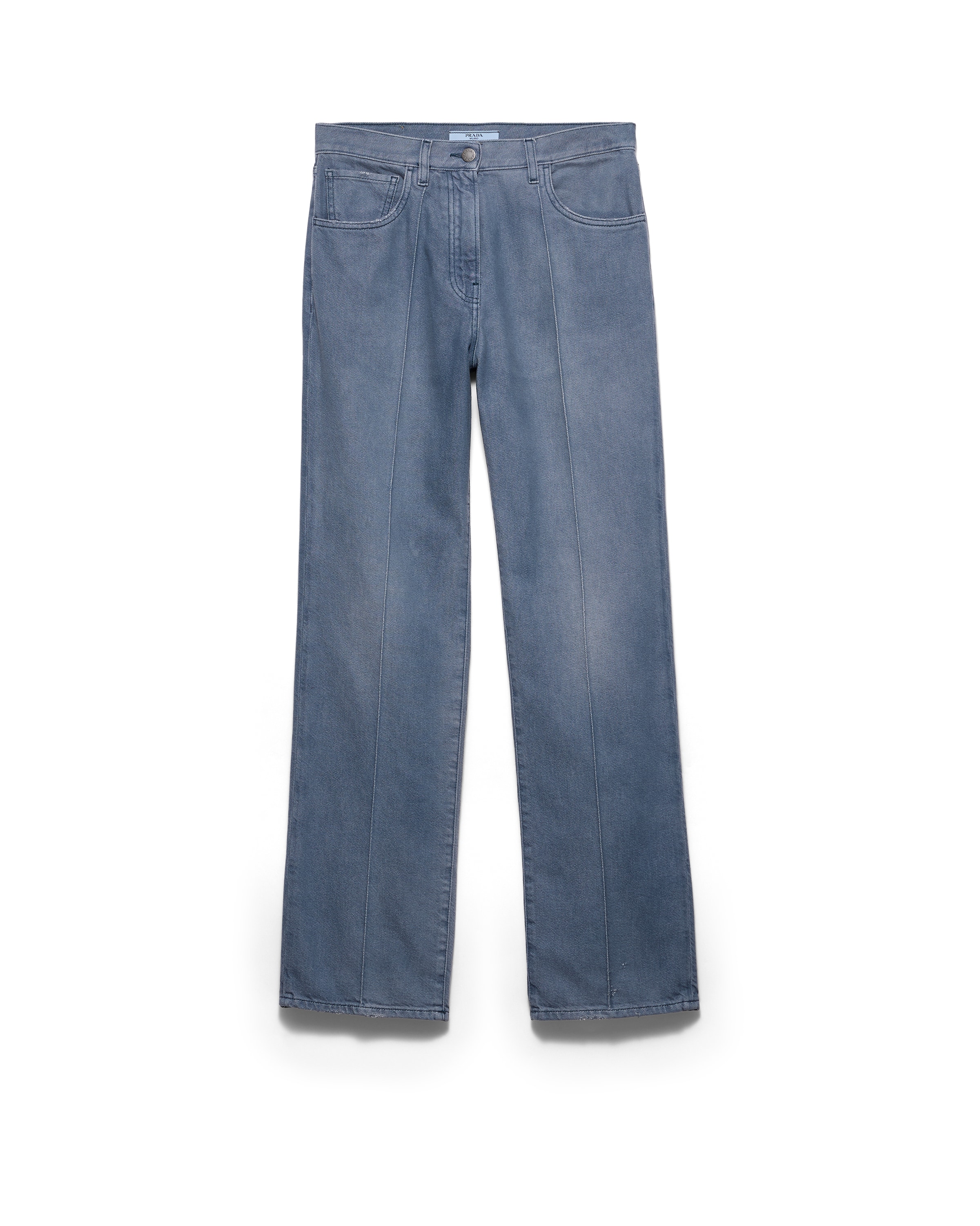 Prada Logo-patch Denim Jeans In Blue