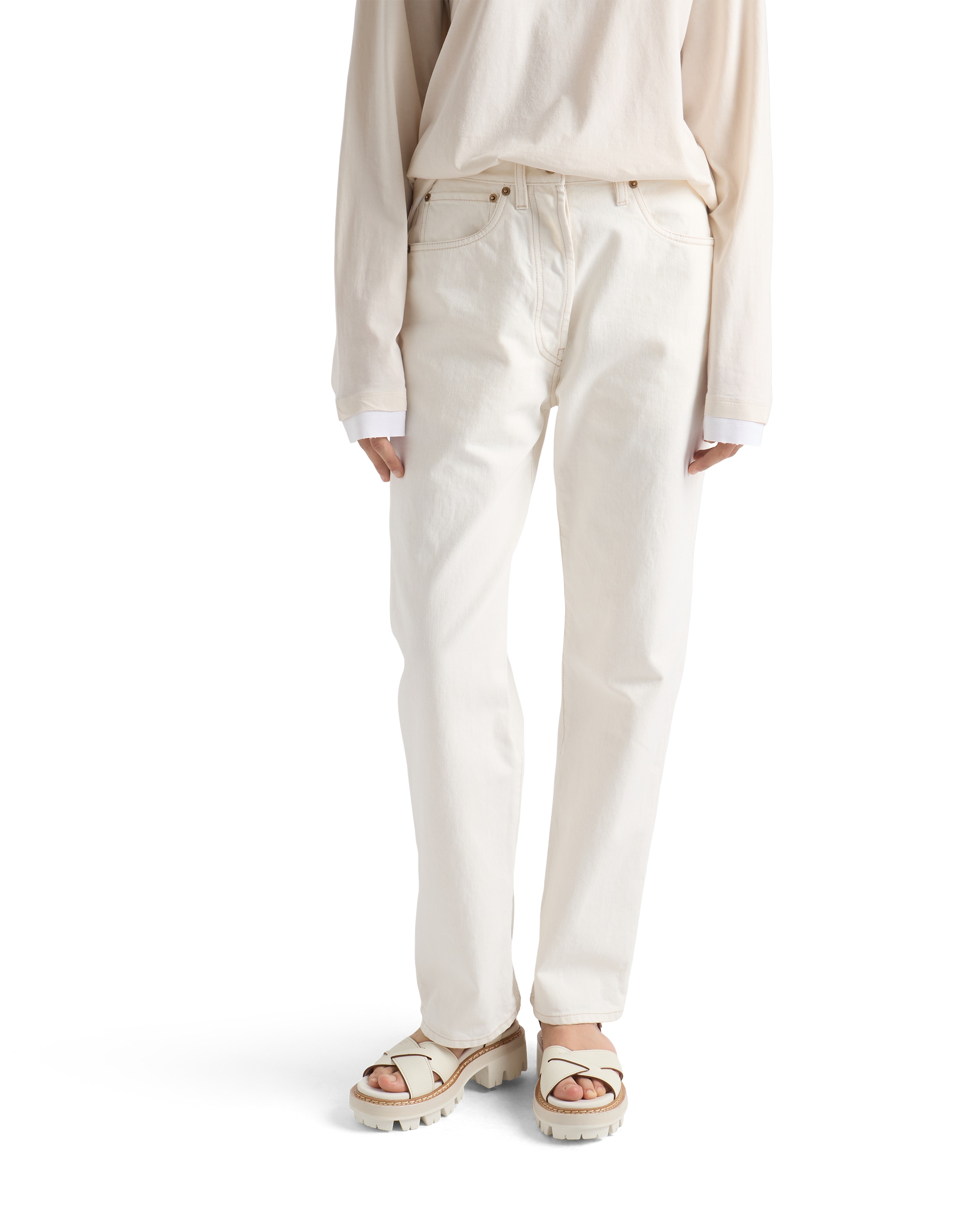 Prada Old Denim Five-pocket Jeans In Neutral