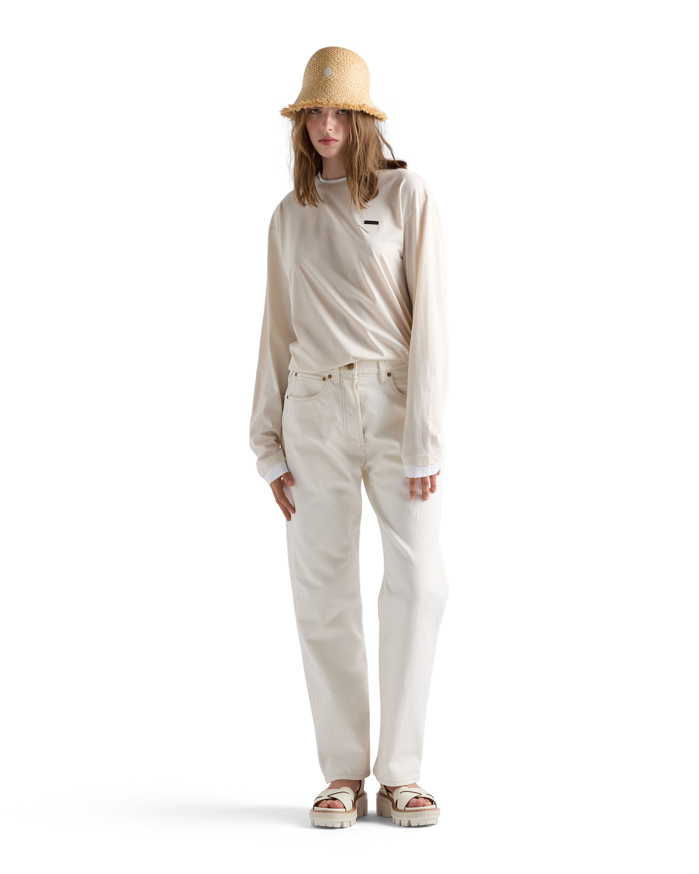 Prada Old Denim Five-pocket Jeans In Neutral