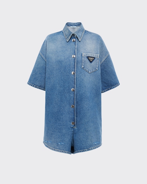Navy Organic denim playsuit | Prada