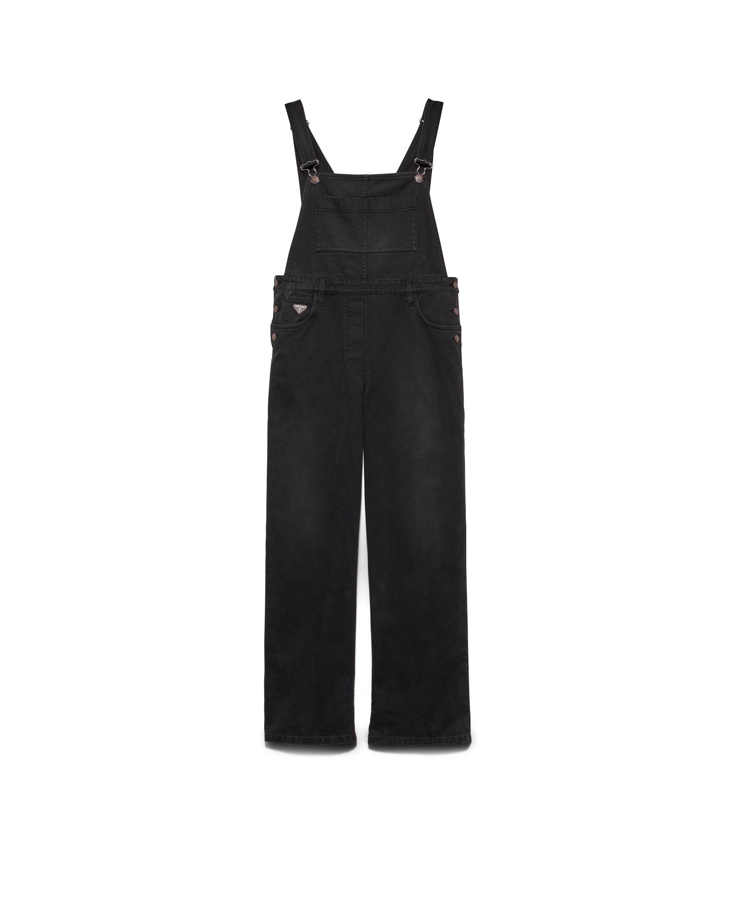 Prada Latzhose Aus Denim, Damen, Schwarz, Größe 36